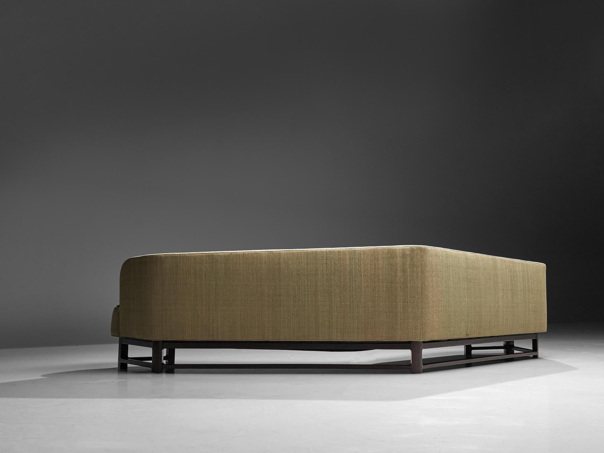 Fabric Edward Wormley Custom-Made 'Janus' Sofa in Soft Green Upholstery