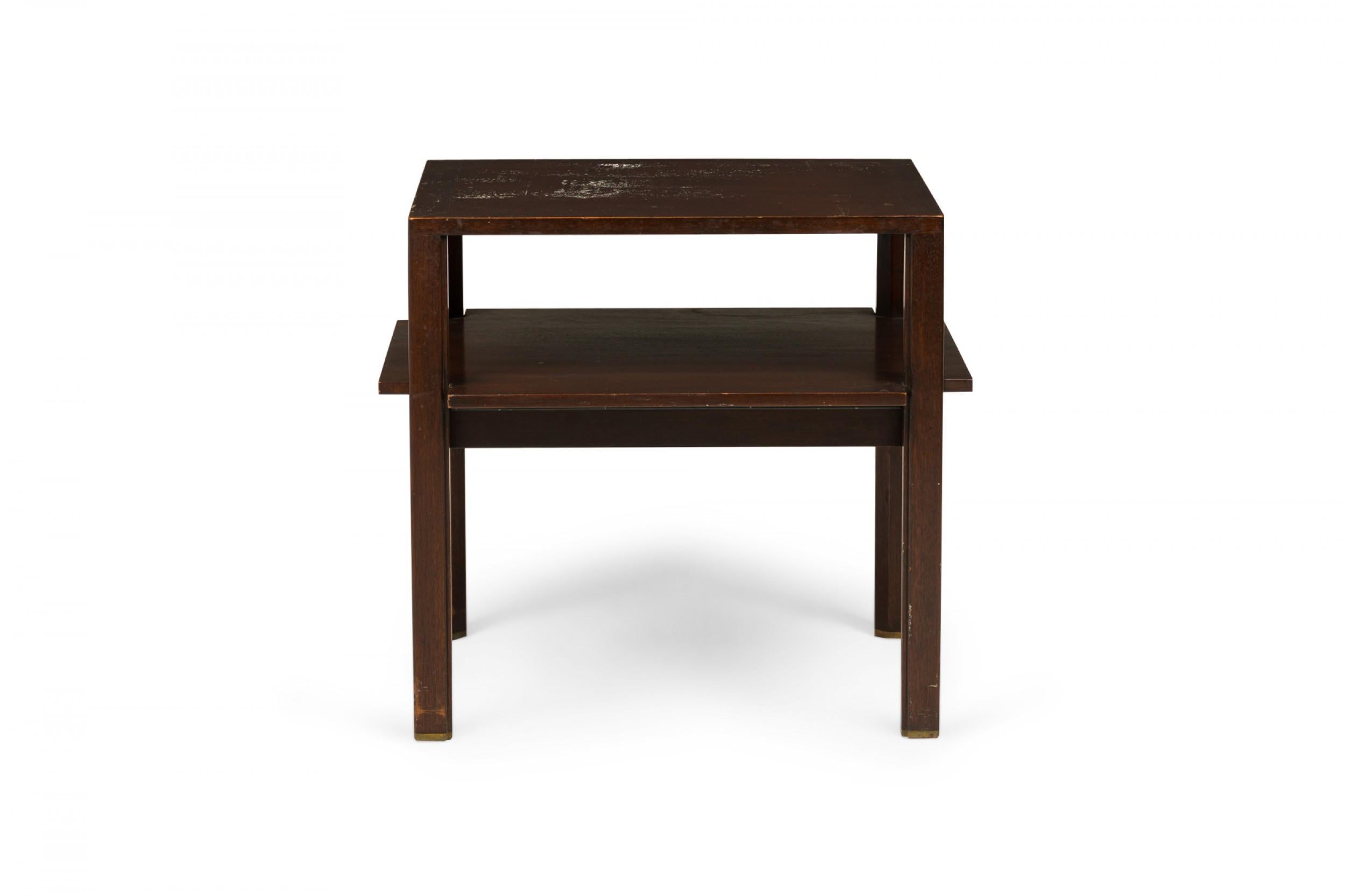 Mid-Century Modern Edward Wormley Dark Finished Wooden Two-Tier End / Side Table For Sale