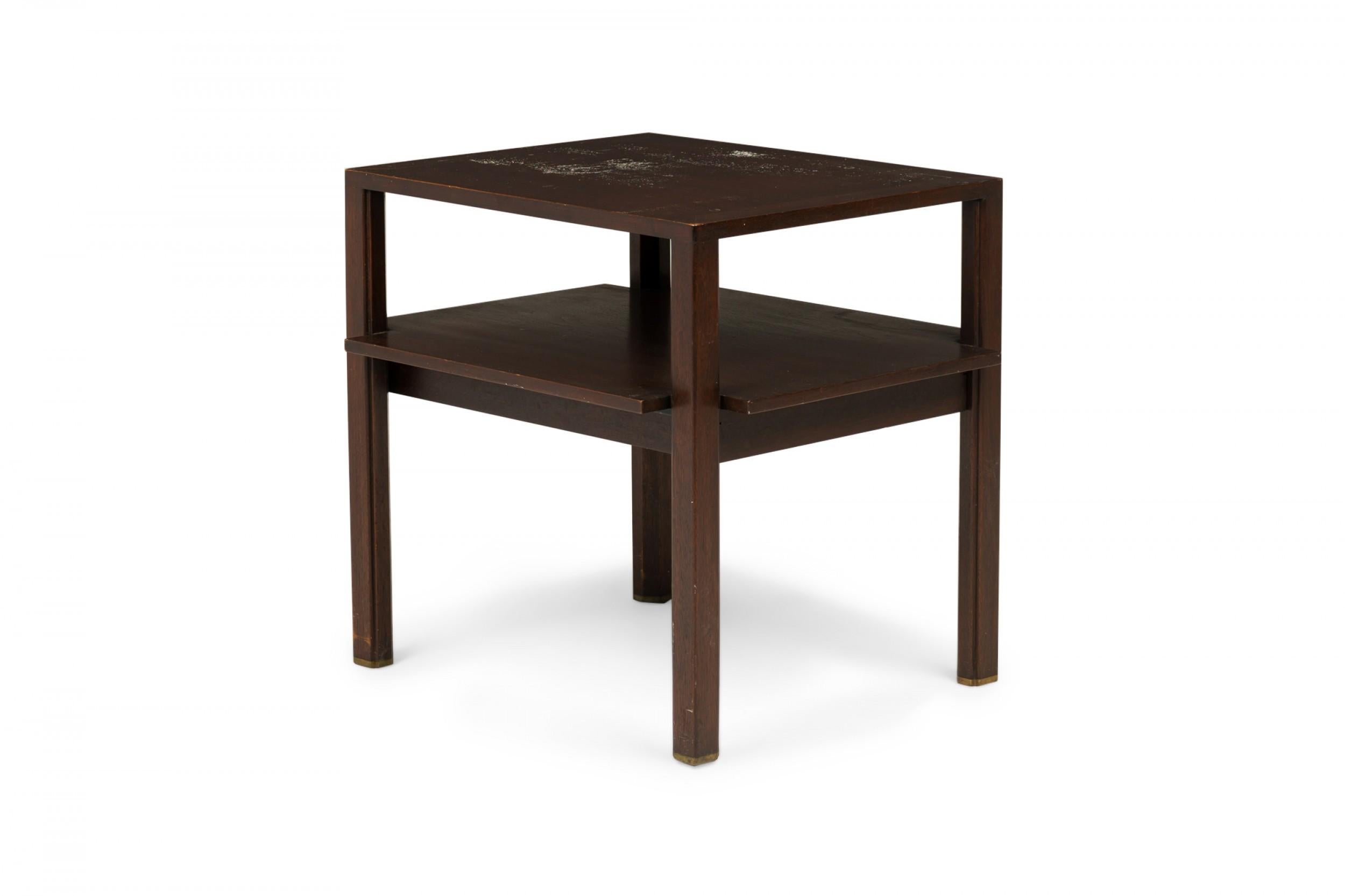 American Edward Wormley Dark Finished Wooden Two-Tier End / Side Table For Sale