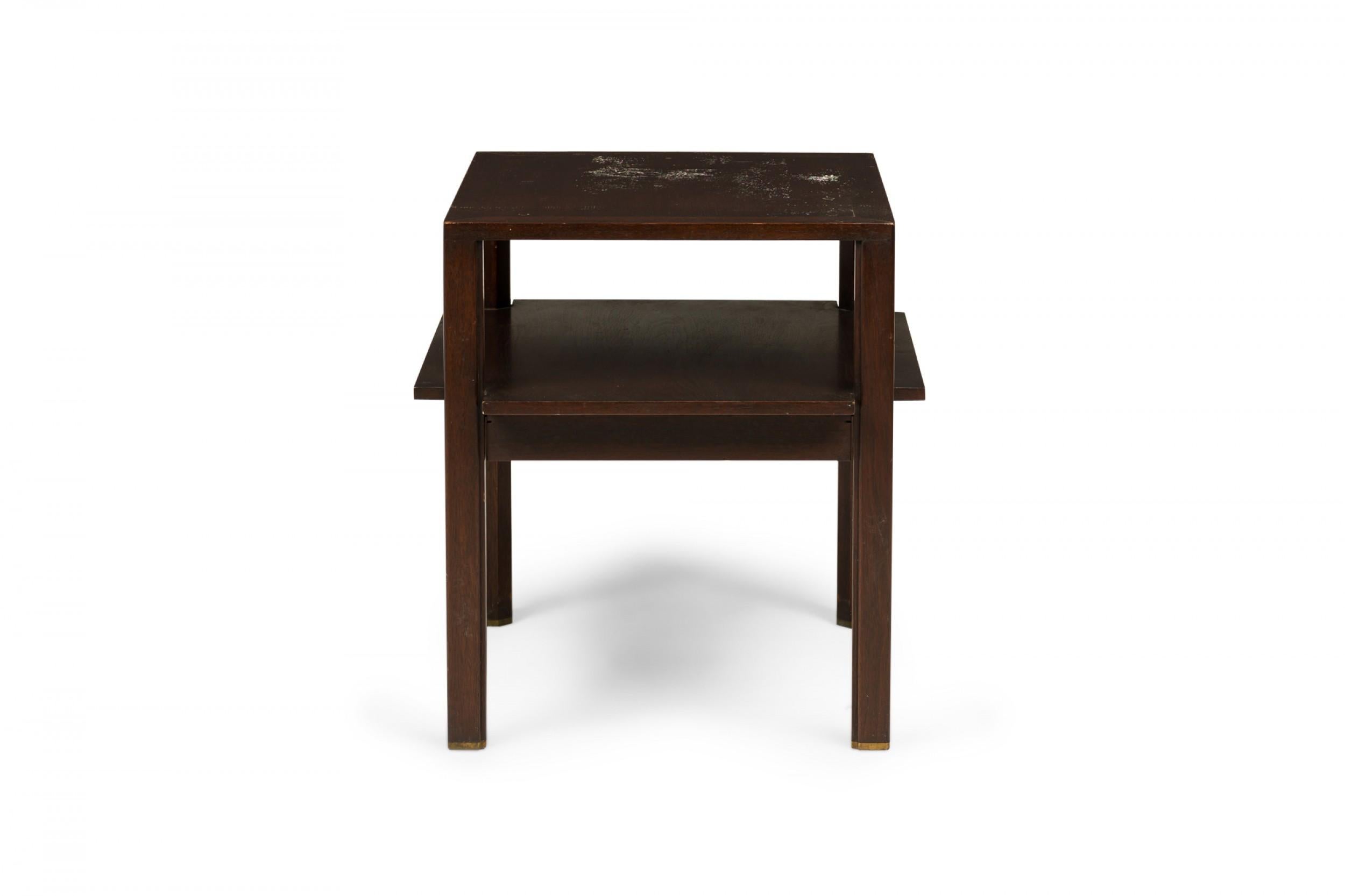 Edward Wormley Dark Finished Wooden Two-Tier End / Side Table In Good Condition For Sale In New York, NY
