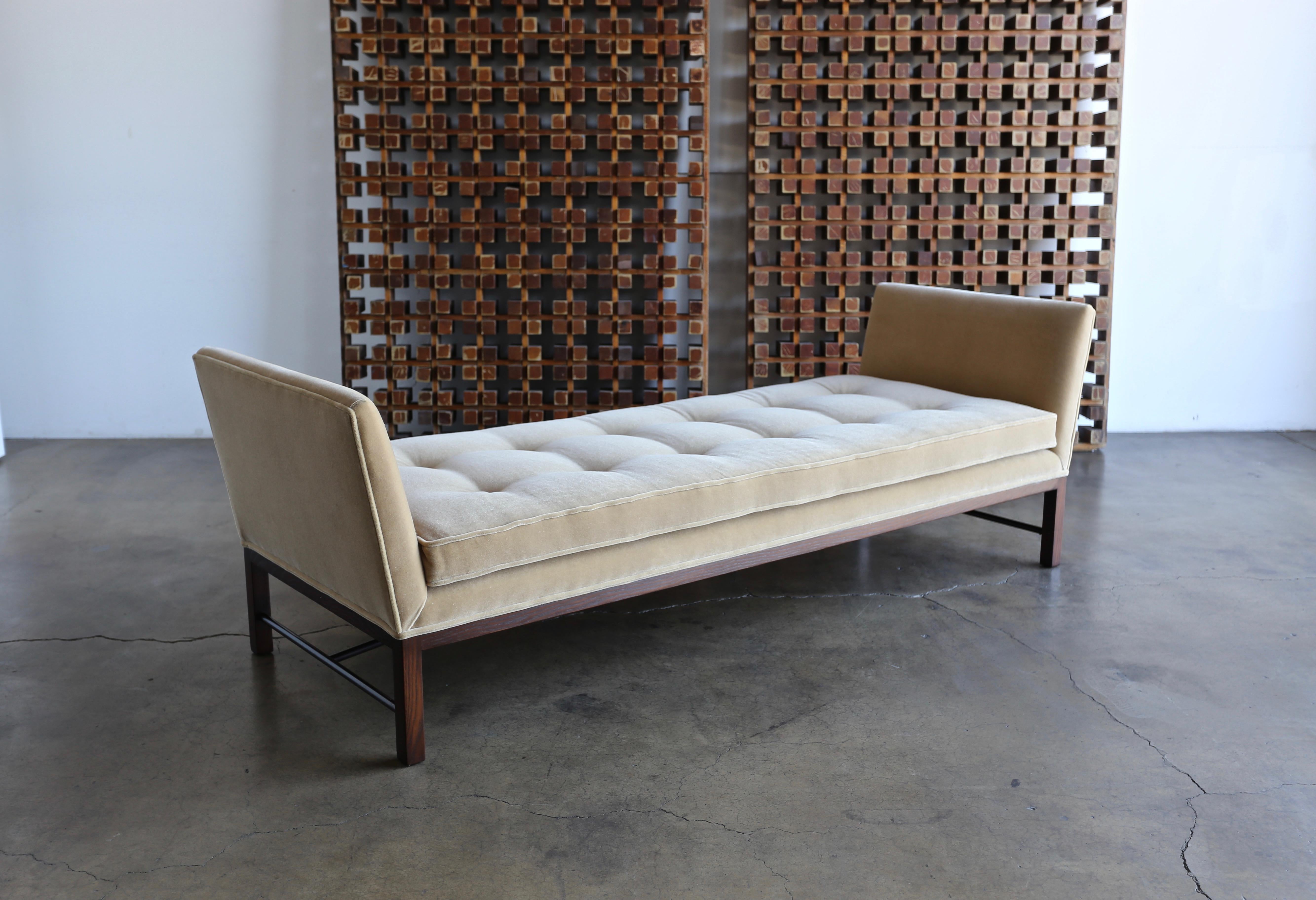 Edward Wormley Daybed for Dunbar, circa 1958. A rare example. This piece has been expertly restored and upholstered in Maharam Mohair.