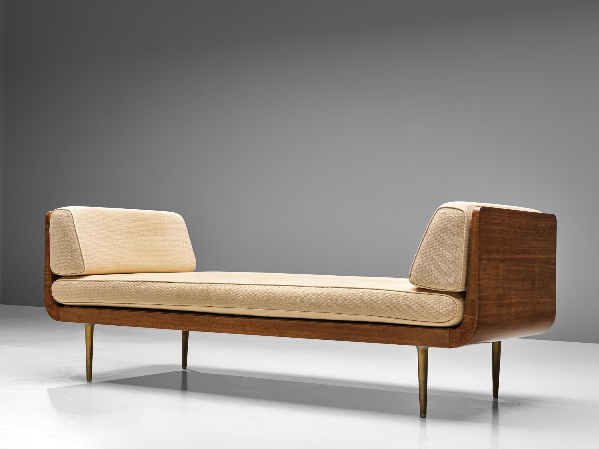 Mid-20th Century Edward Wormley Daybed in Mahogany and Beige Upholstery 
