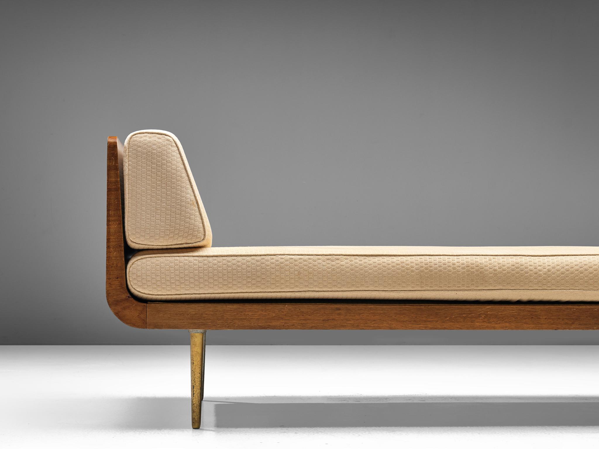Mid-Century Modern Edward Wormley Daybed in Mahogany and Beige Upholstery 