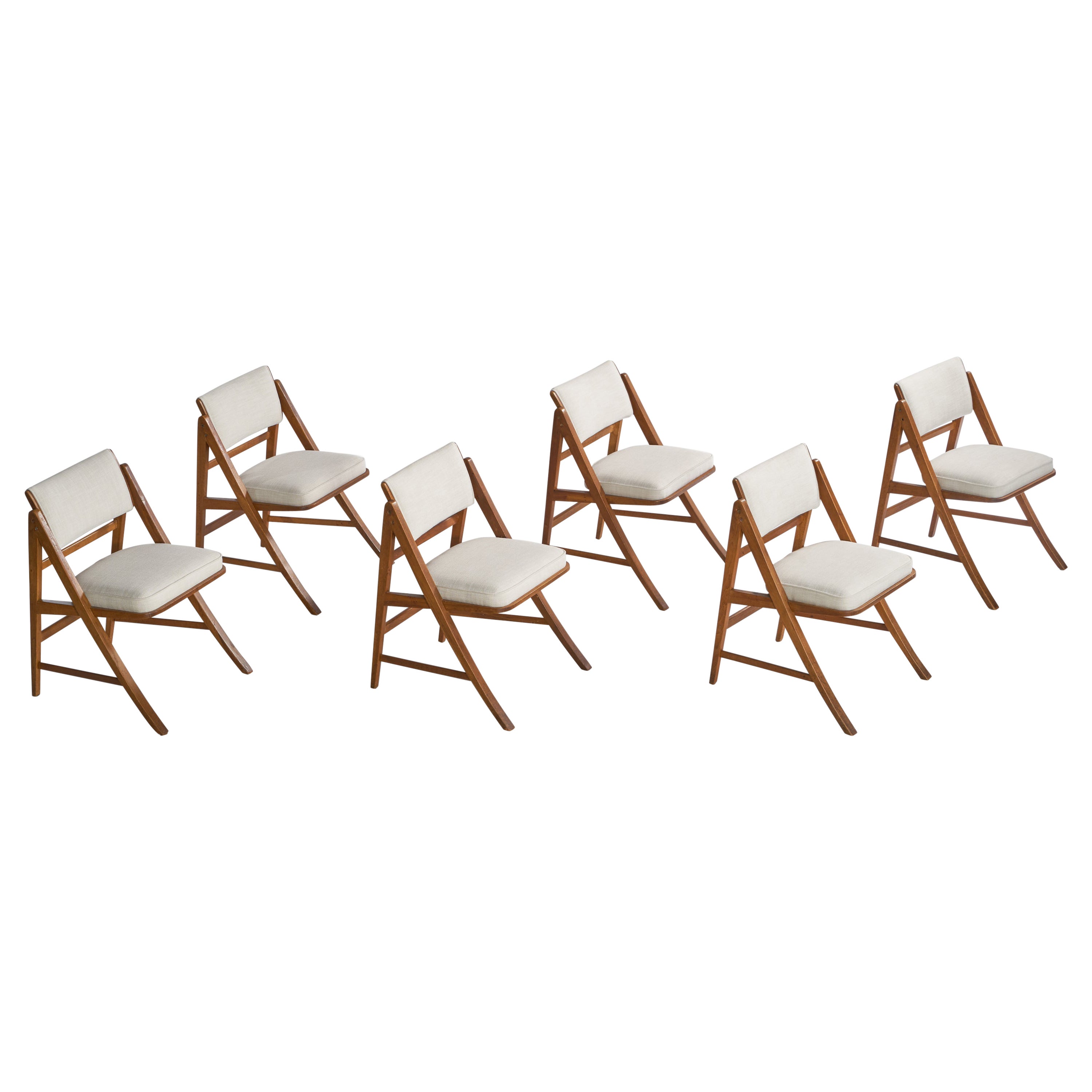 Edward Wormley, chaises de salle à manger, noyer, Fabrice, États-Unis, années 1950