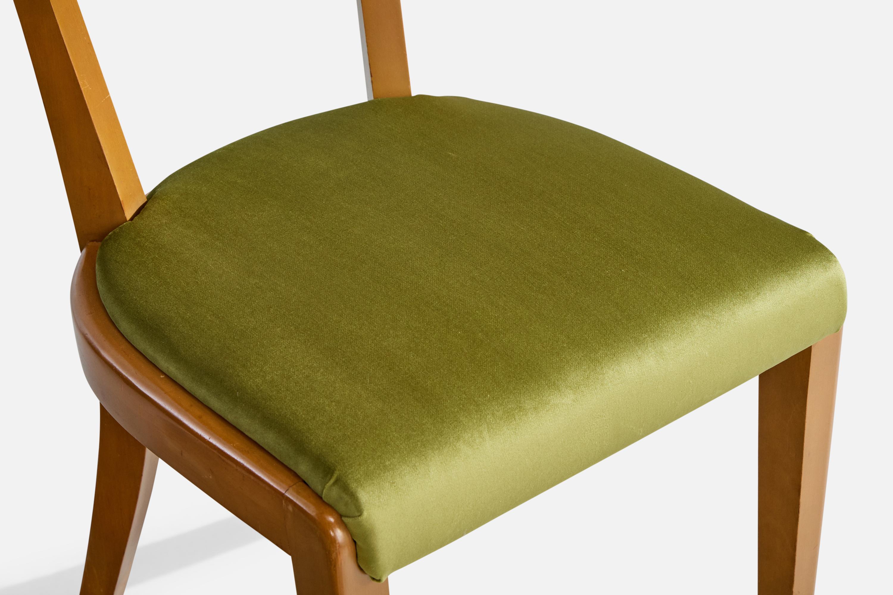Edward Wormley, chaises de salle à manger, Wood, velours, États-Unis, années 1950 en vente 4