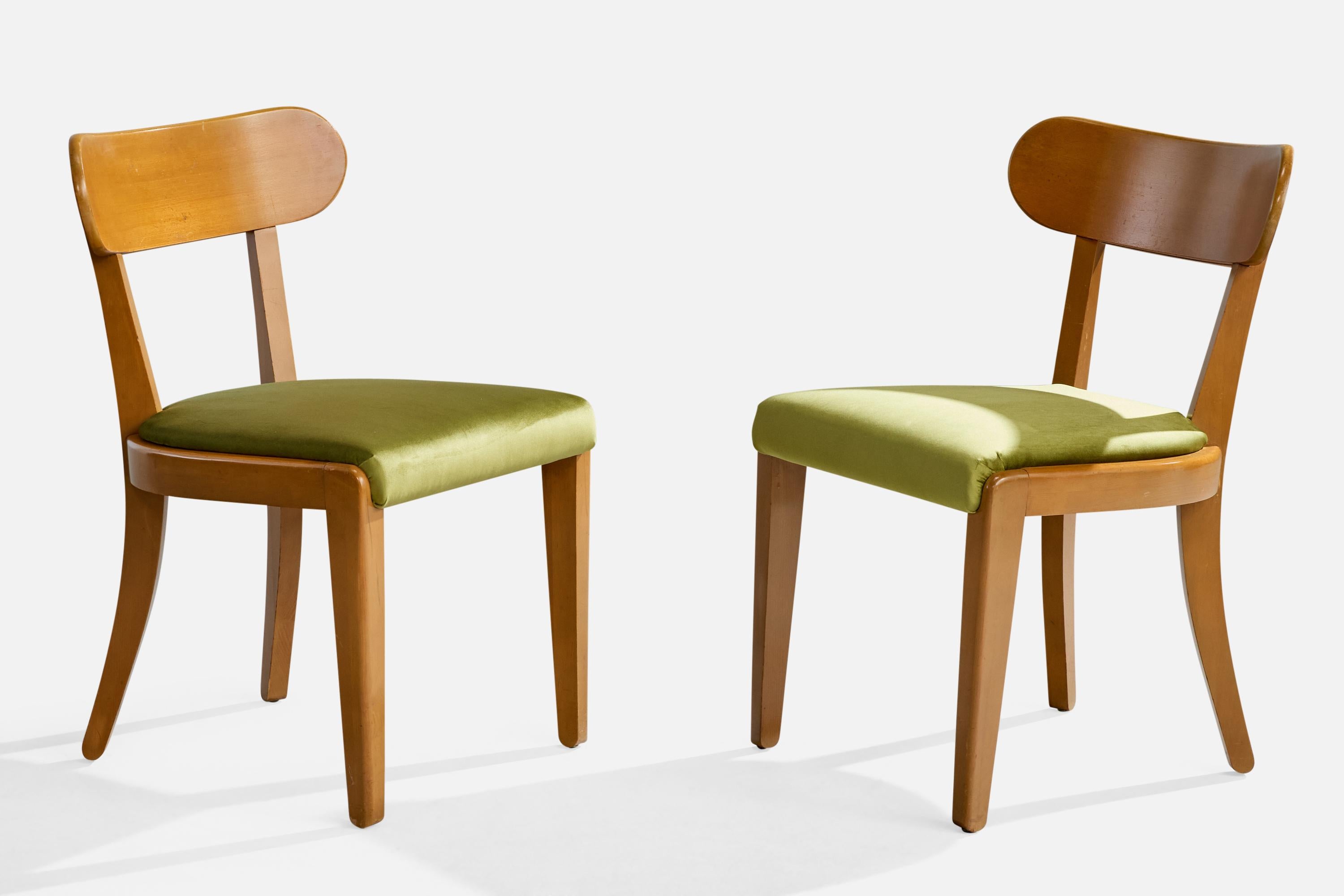 Mid-Century Modern Edward Wormley, chaises de salle à manger, Wood, velours, États-Unis, années 1950 en vente
