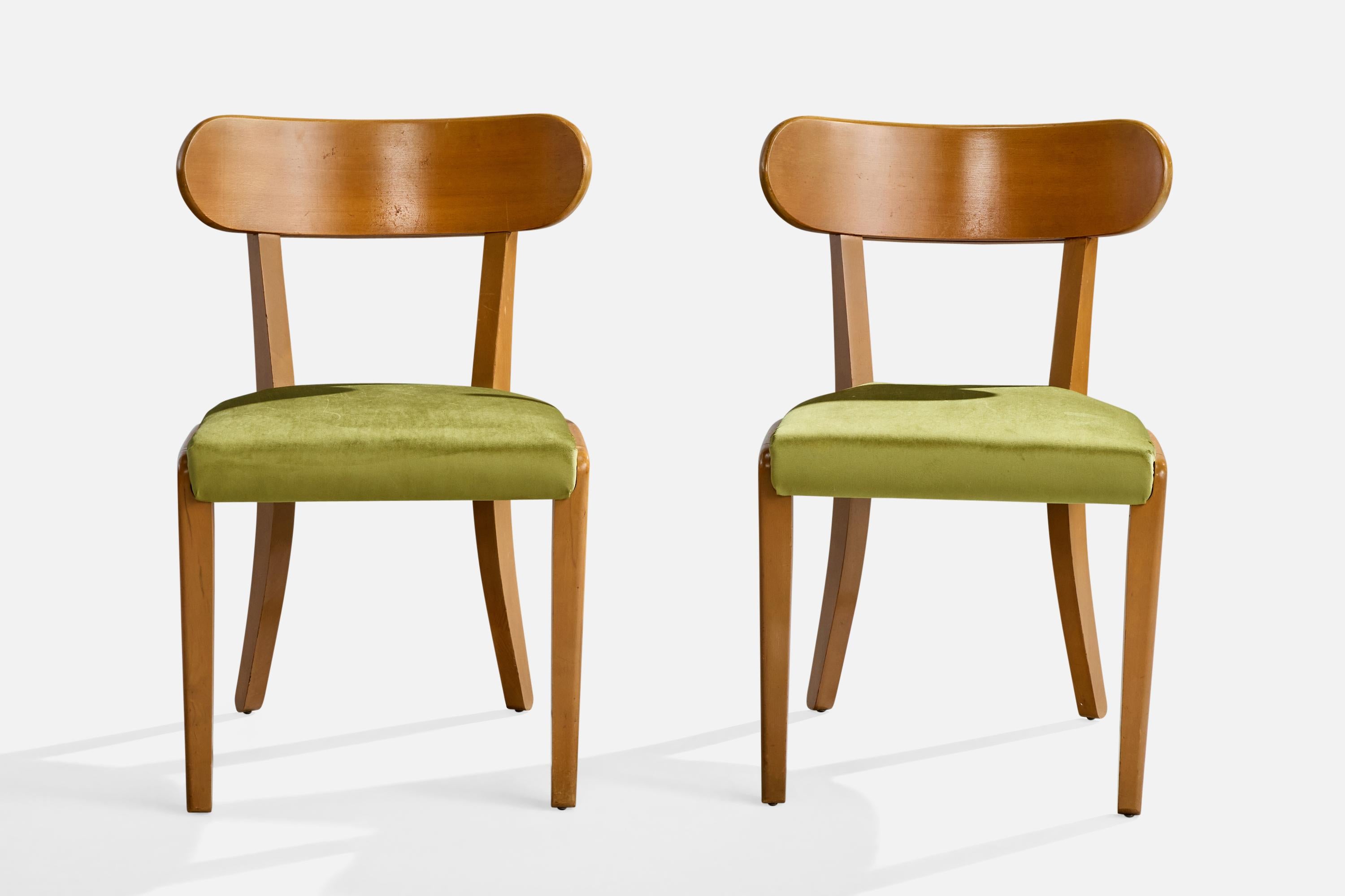 Edward Wormley, chaises de salle à manger, Wood, velours, États-Unis, années 1950 Bon état - En vente à High Point, NC