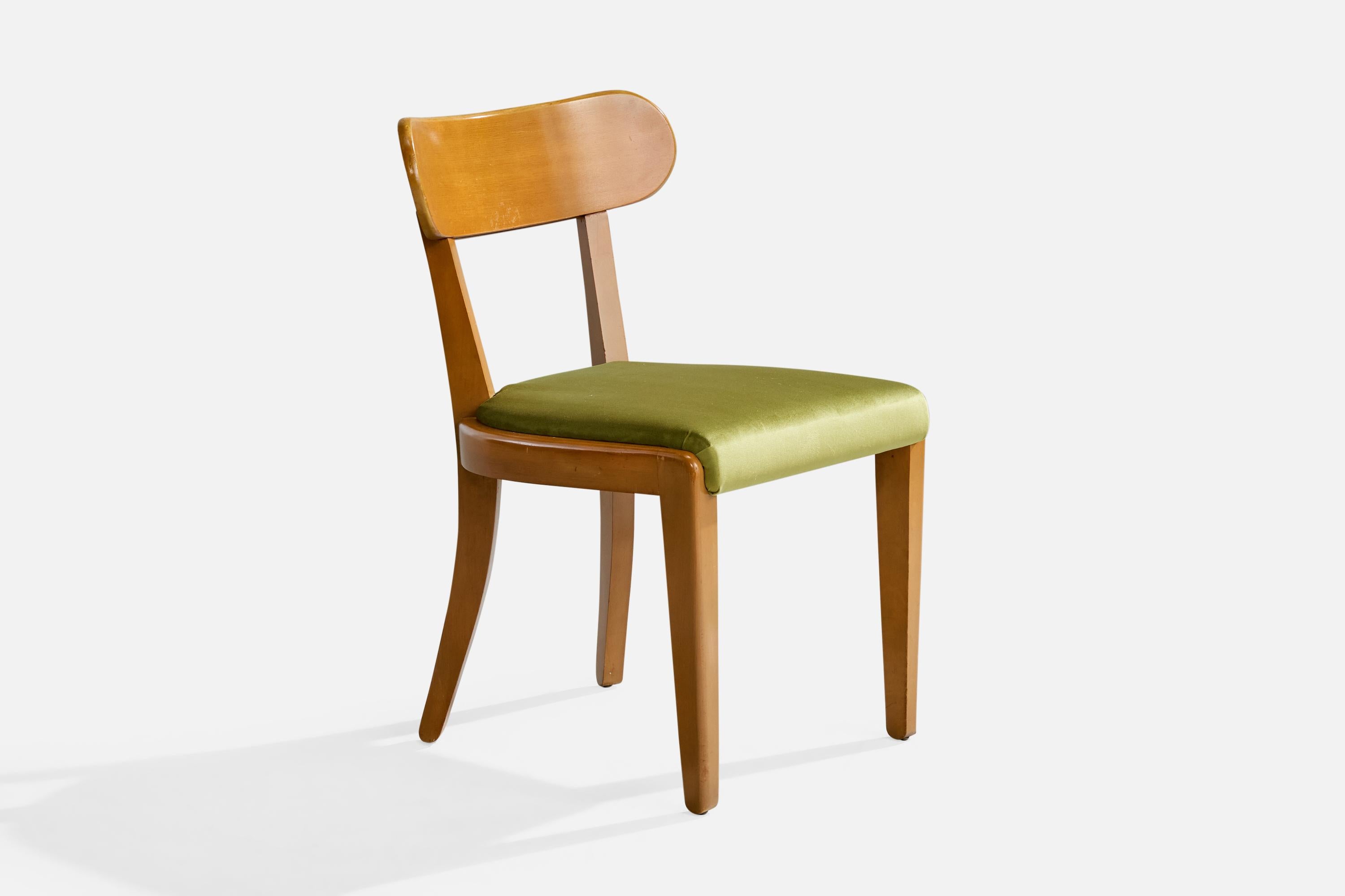 Milieu du XXe siècle Edward Wormley, chaises de salle à manger, Wood, velours, États-Unis, années 1950 en vente