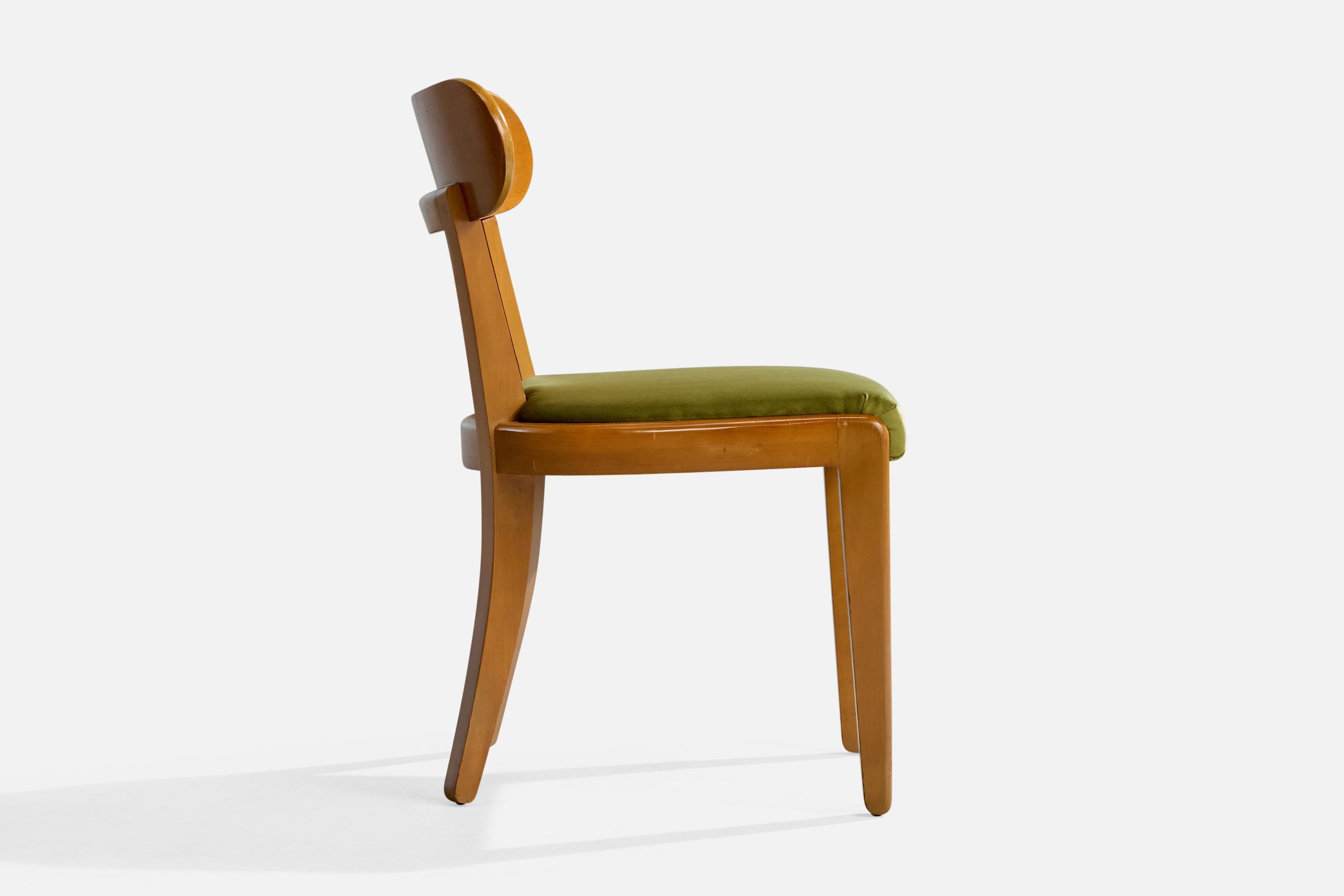 Edward Wormley, chaises de salle à manger, Wood, velours, États-Unis, années 1950 en vente 1