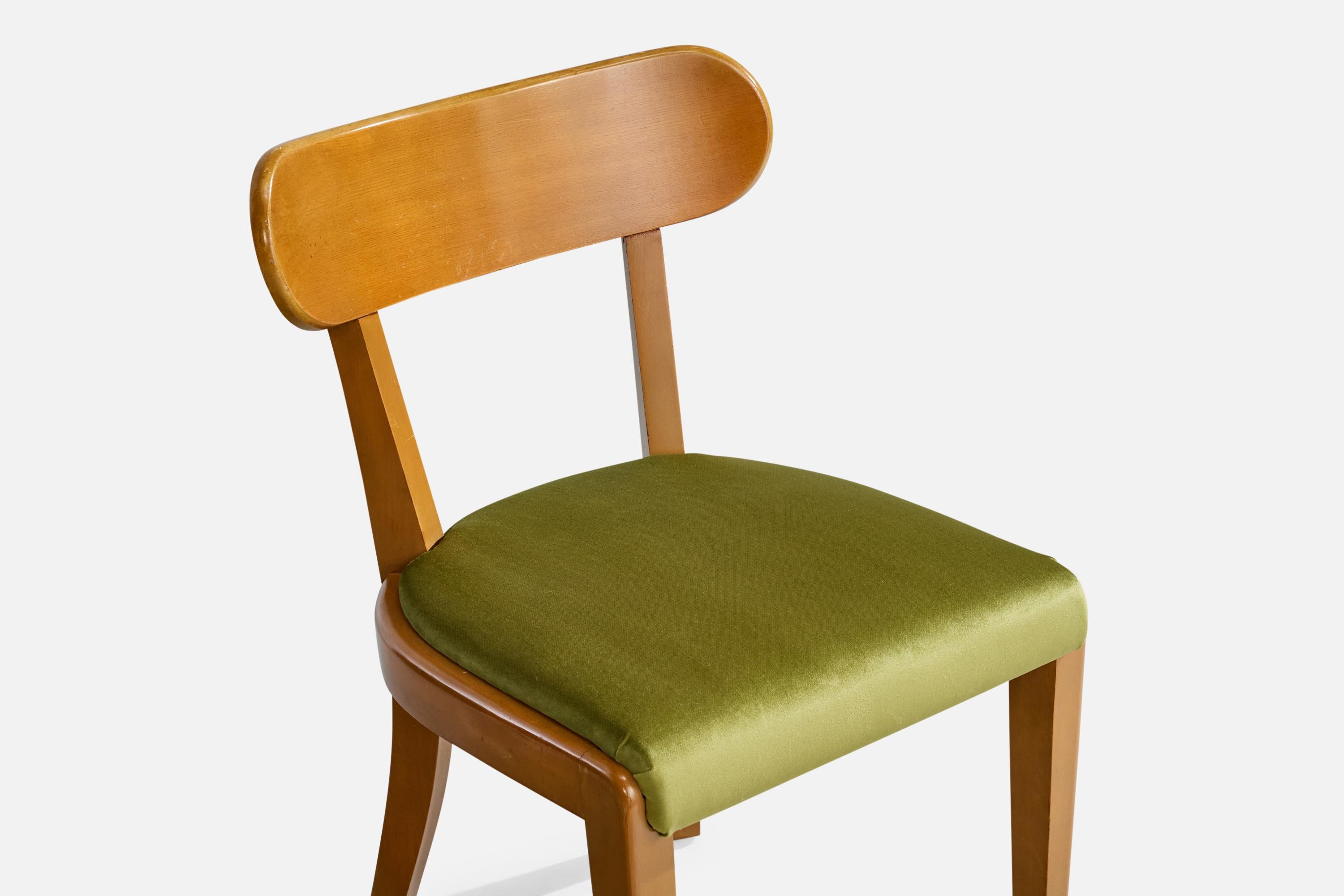 Edward Wormley, chaises de salle à manger, Wood, velours, États-Unis, années 1950 en vente 2