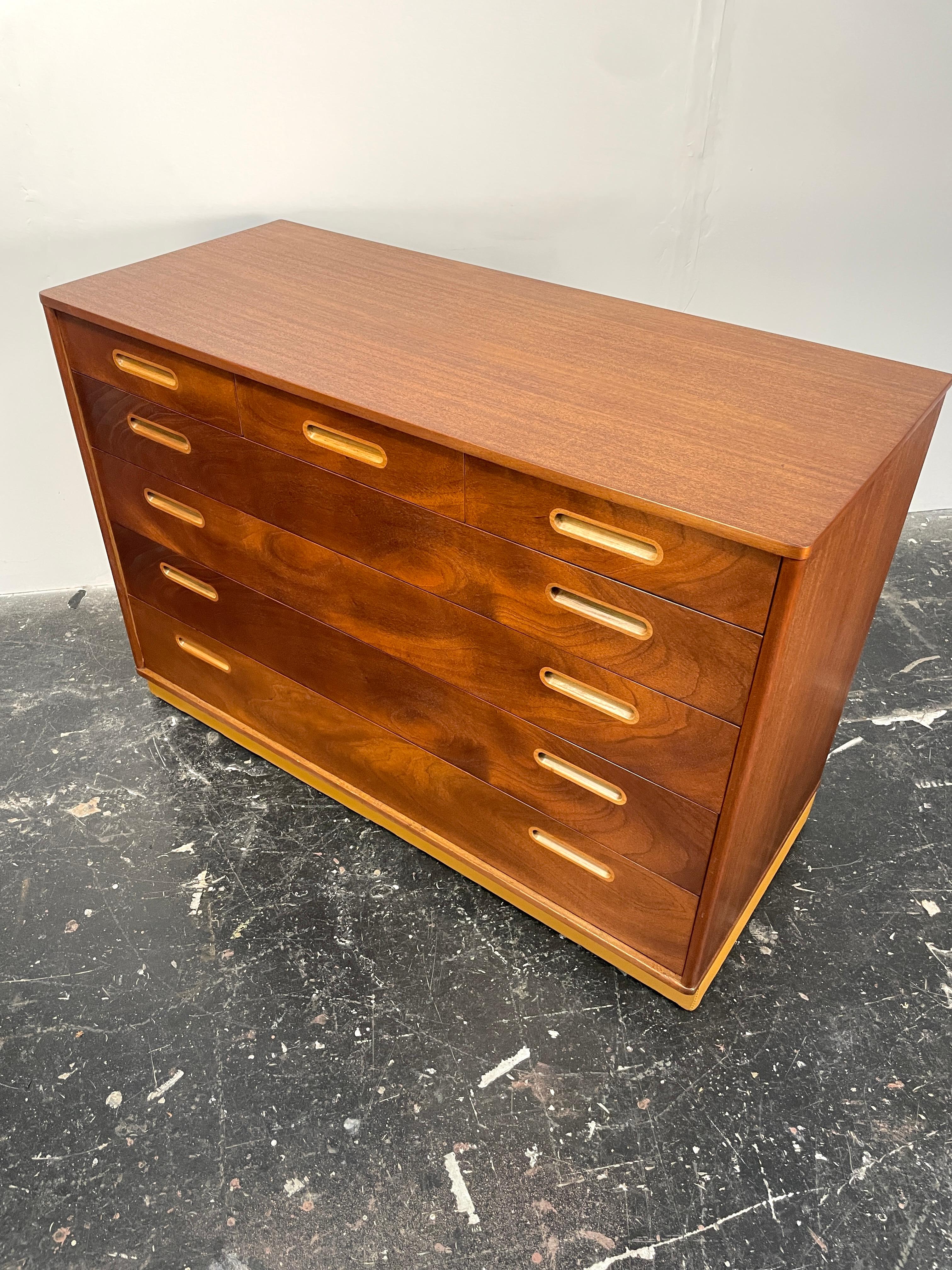 American Edward Wormley Dresser in Mahogany and Leather for Dunbar For Sale