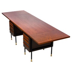 Edward Wormley Drop-Leaf Executive Desk for Dunbar in Walnut and Mahogany