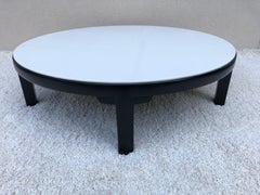 Edward Wormley Dubar off White Leather Top Dark Walnut Cocktail Table