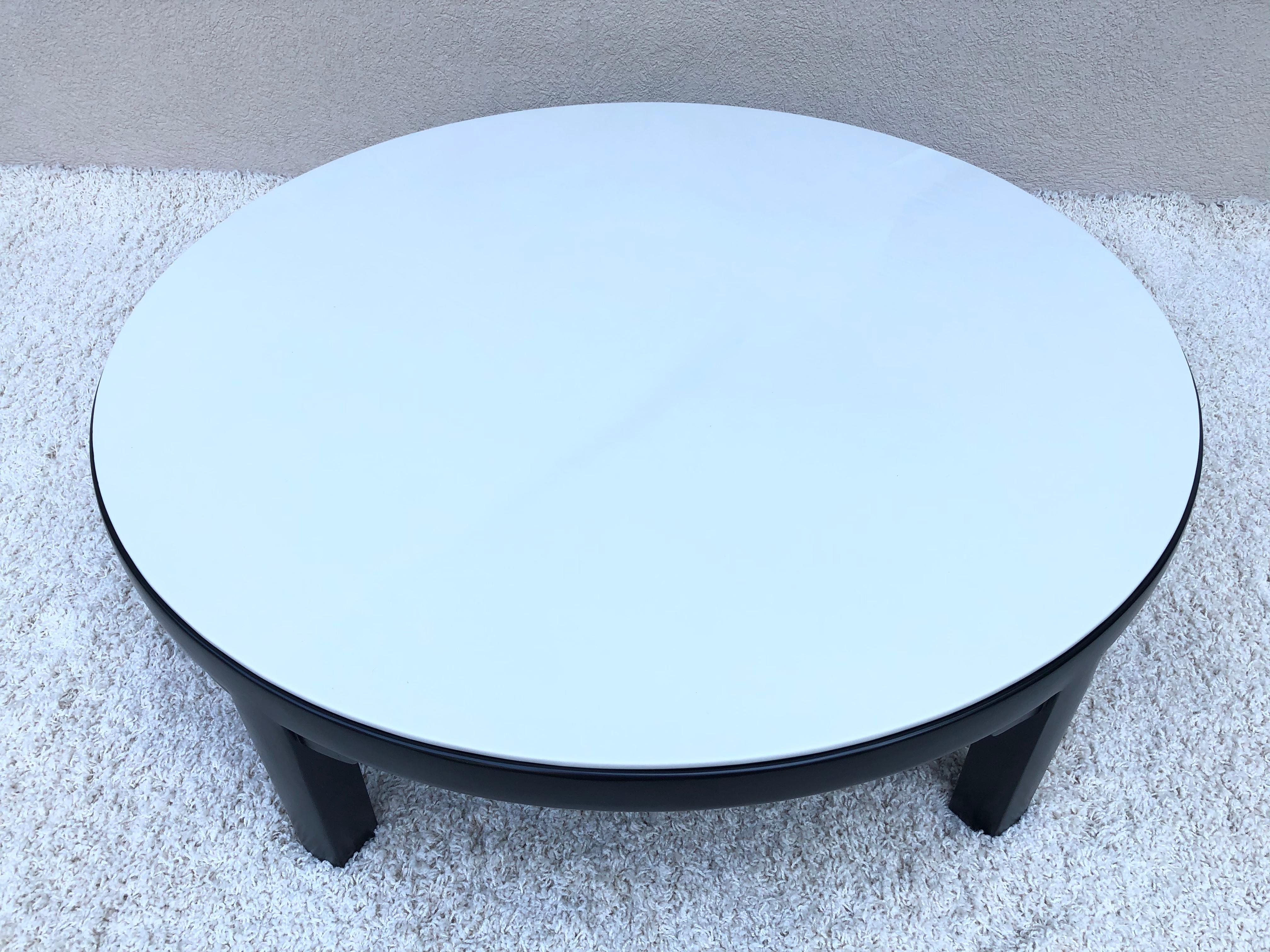 Edward Wormley Dubar off White Leather Top Dark Walnut Cocktail Table In Good Condition For Sale In Westport, CT