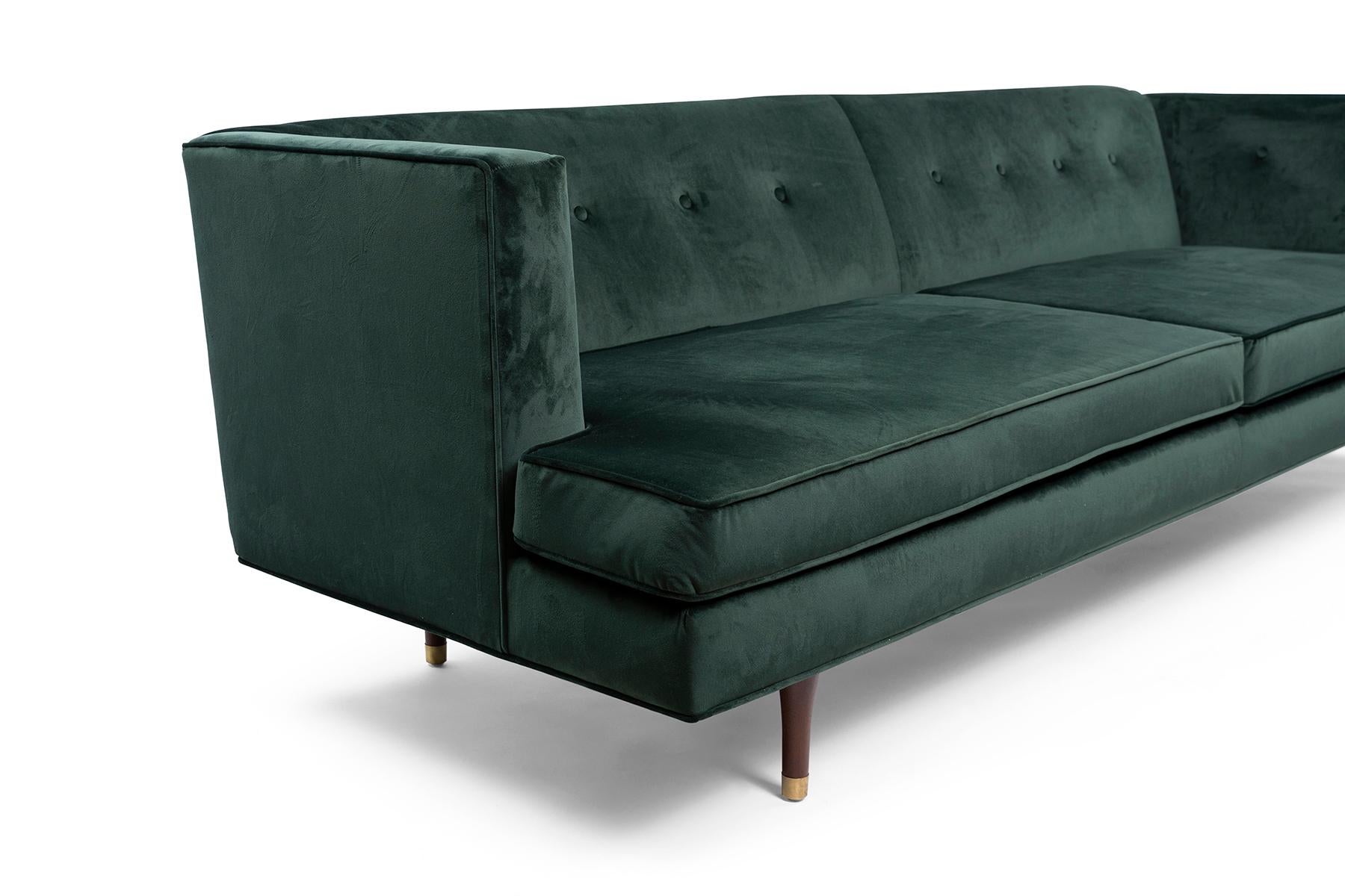 Mid-Century Modern Edward Wormley for Dunbar 1940s Green Velvet Sofa
