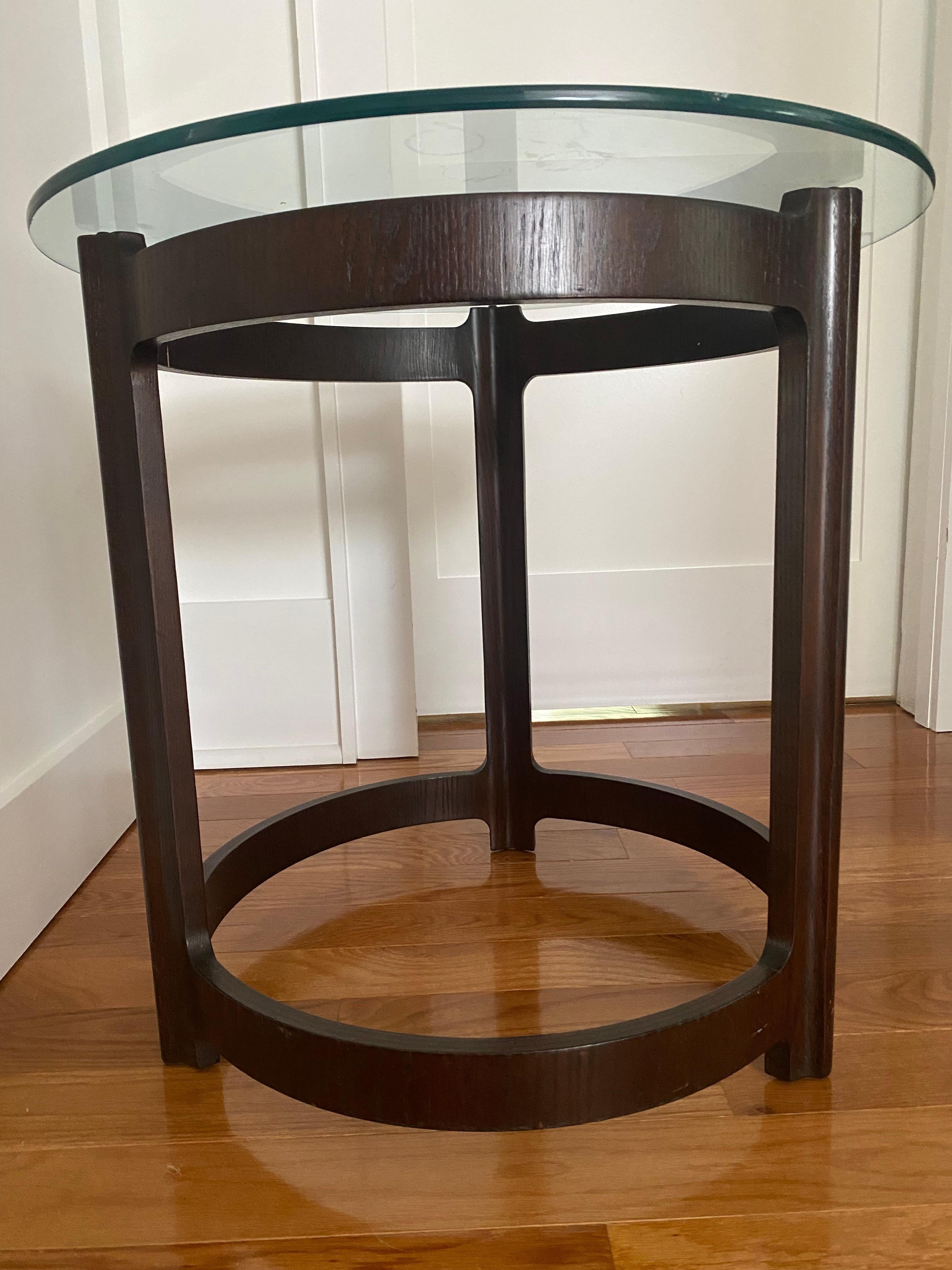 Other Edward Wormley Dunbar Berne Indiana Bentwood glass top side table mid century For Sale