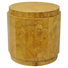 Used Edward Wormley Dunbar Burl Olive Pedestal Accent Drum Table 6302F Mid Century