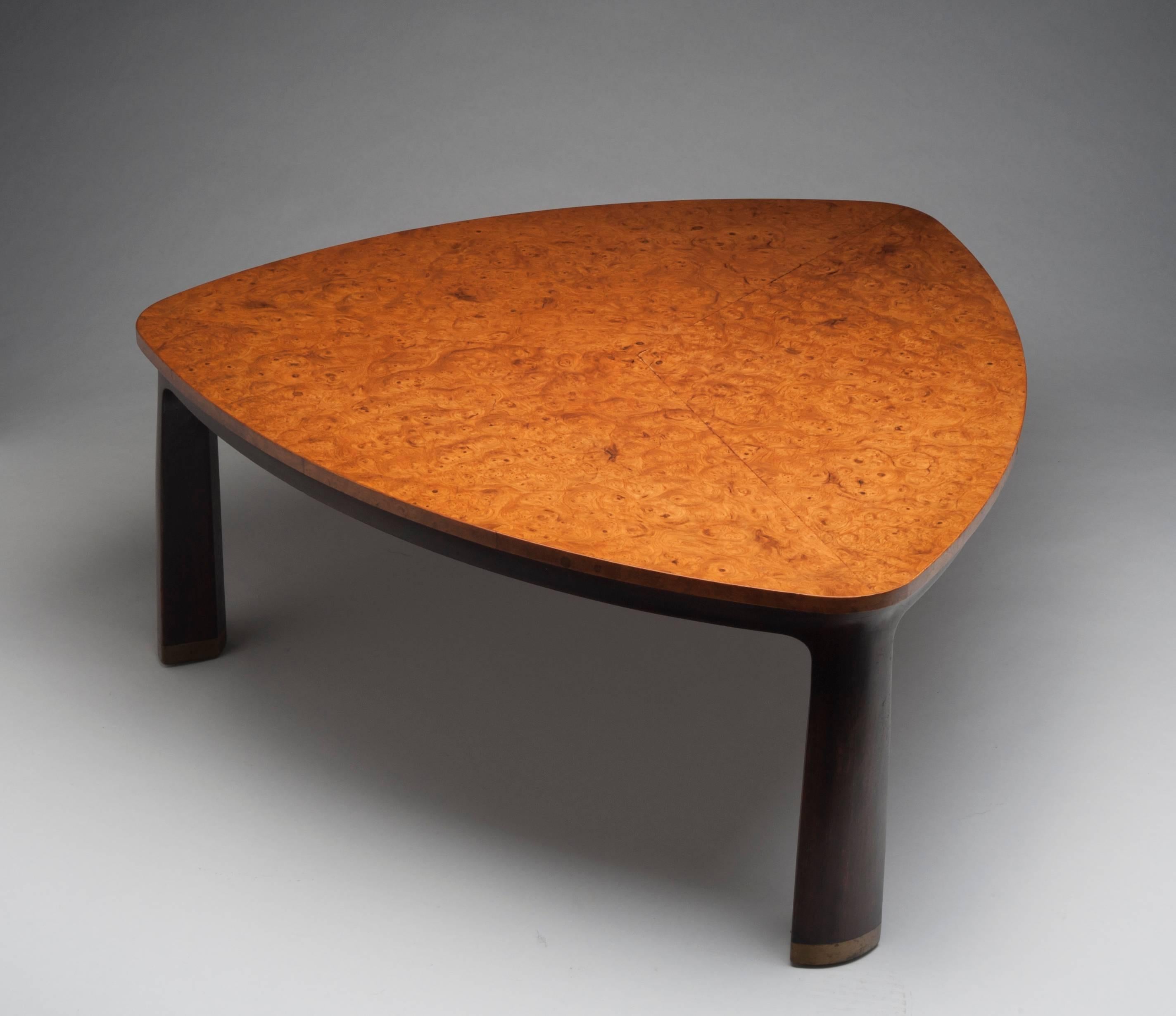Edward Wormley Vintage Modern Dunbar Burled Elm Triangular Coffee Table 2