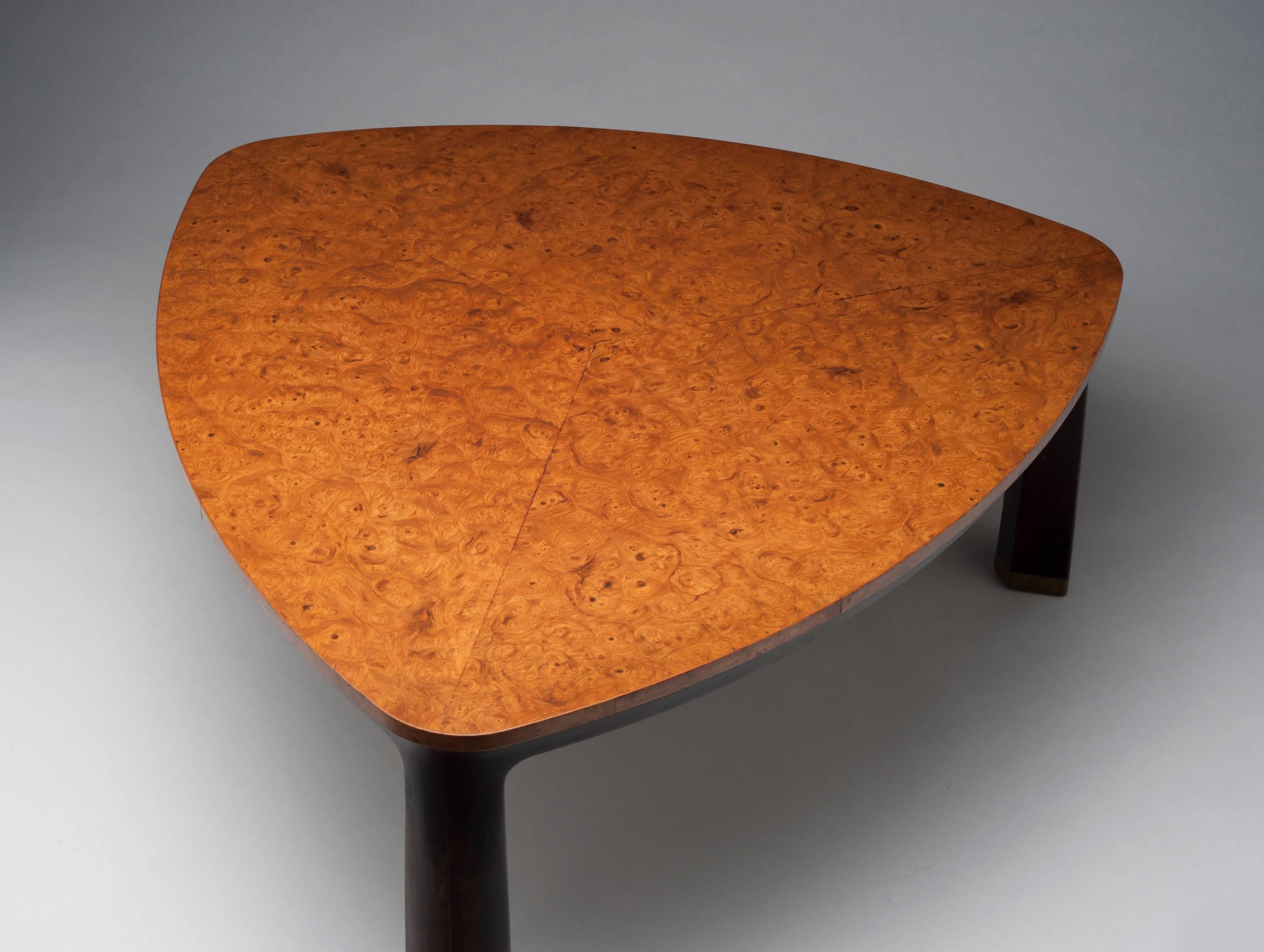 Mid-Century Modern Edward Wormley Vintage Modern Dunbar Burled Elm Triangular Coffee Table