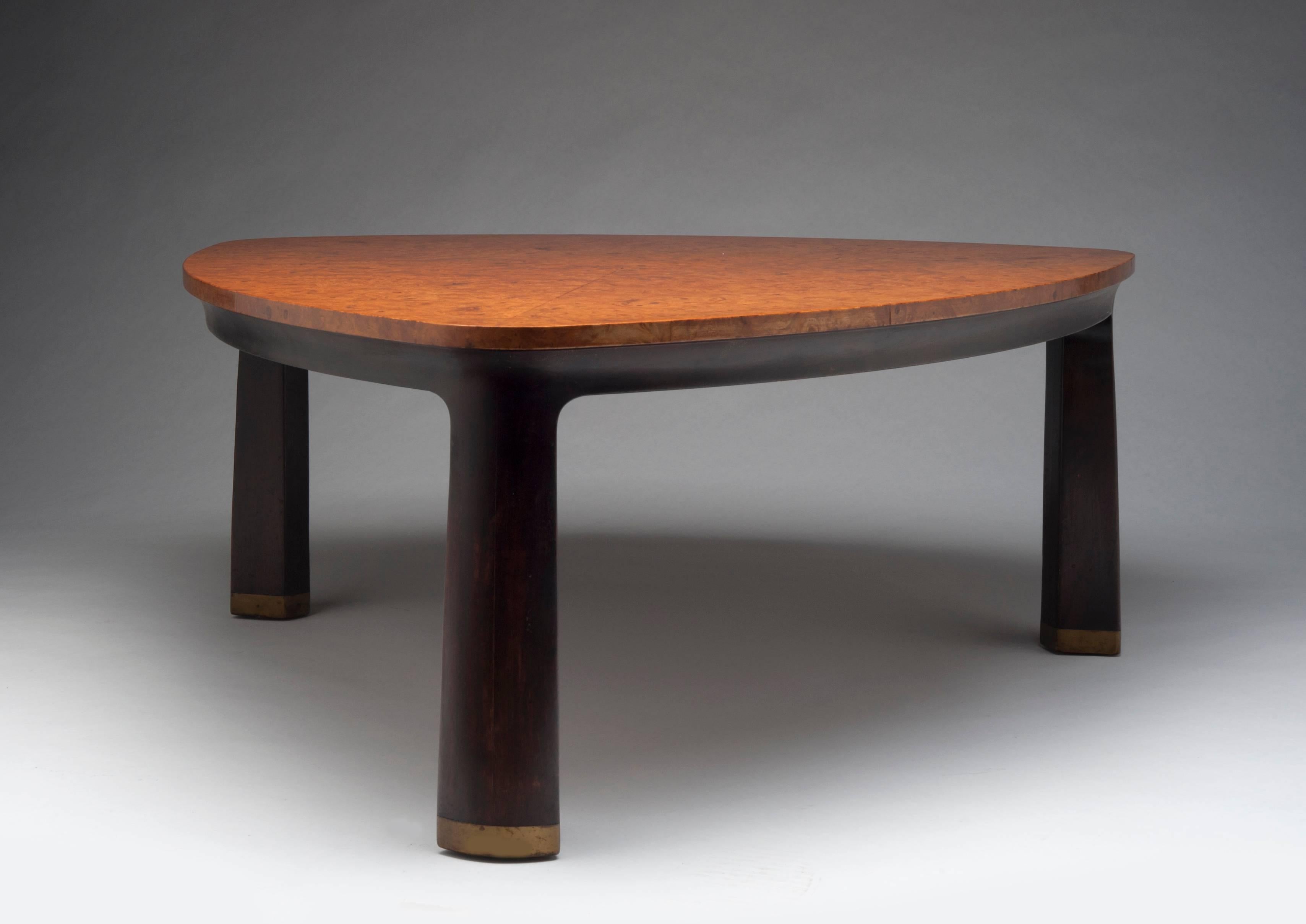 Mid-20th Century Edward Wormley Vintage Modern Dunbar Burled Elm Triangular Coffee Table