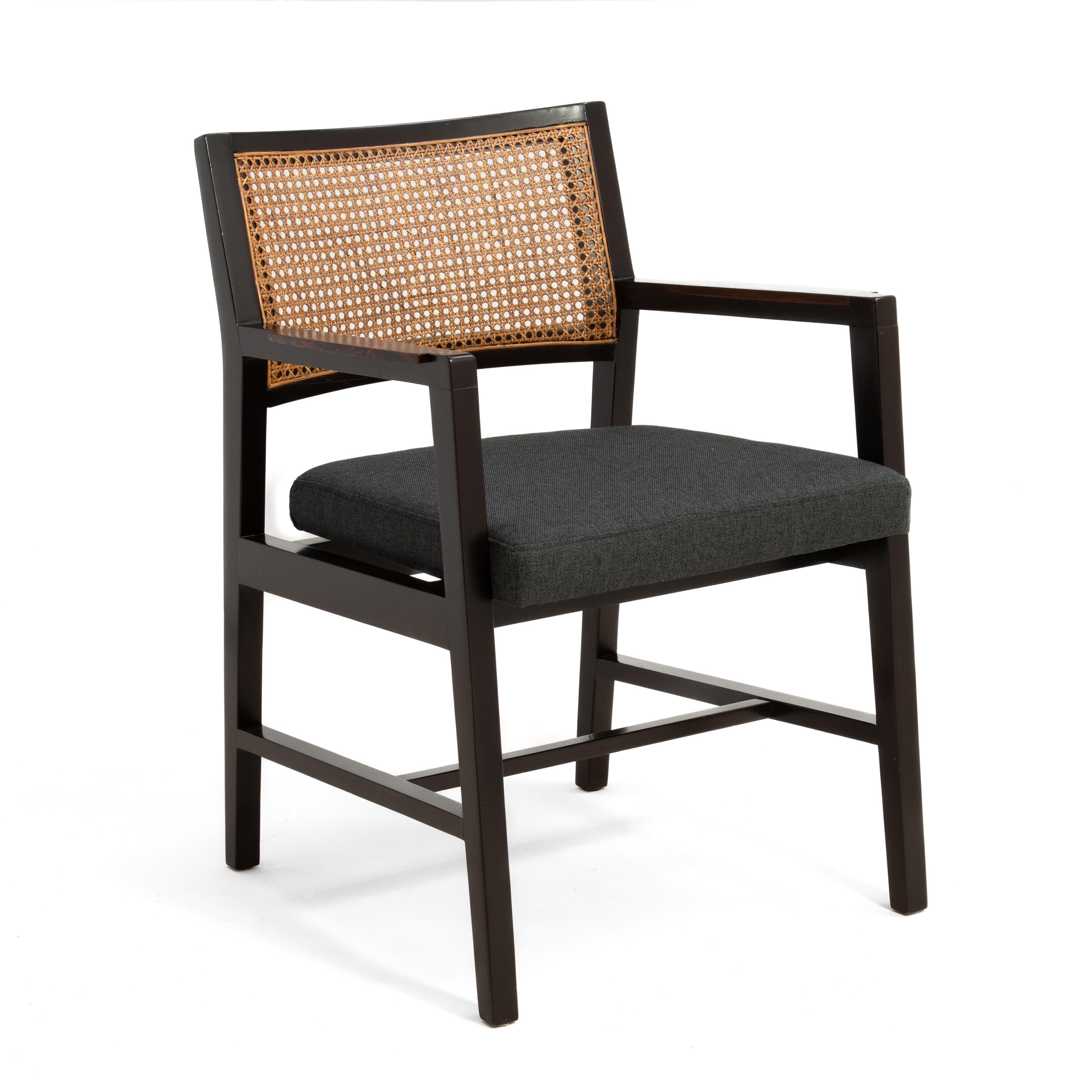 An Unmarked Dunbar armchair designed by Edward Wormley. A very elegant design with a hard to find 1/4