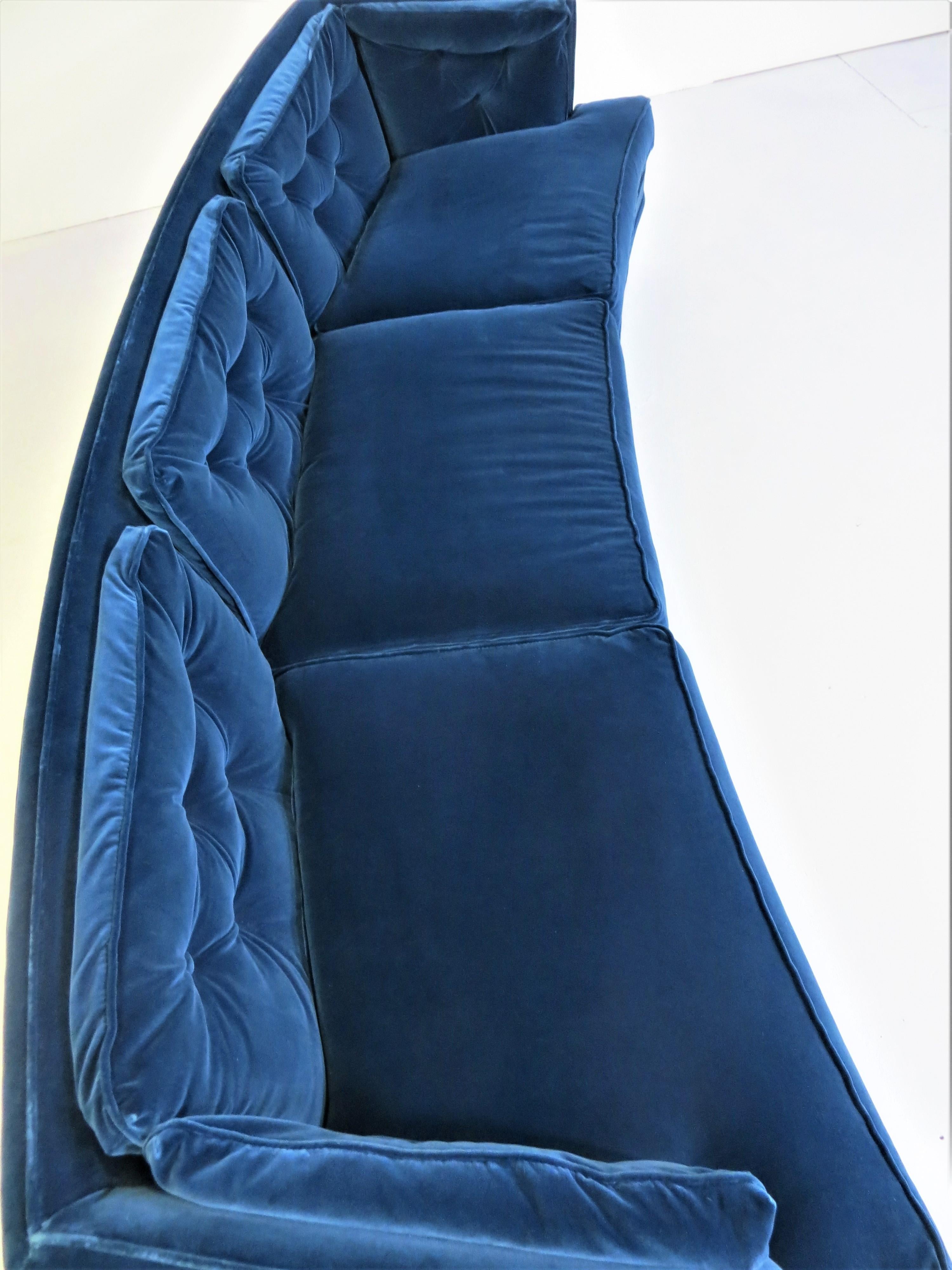 Edward Wormley Dunbar Curved & Tufted Down Pillow Sofa in Italian Velvet, 1950s 4