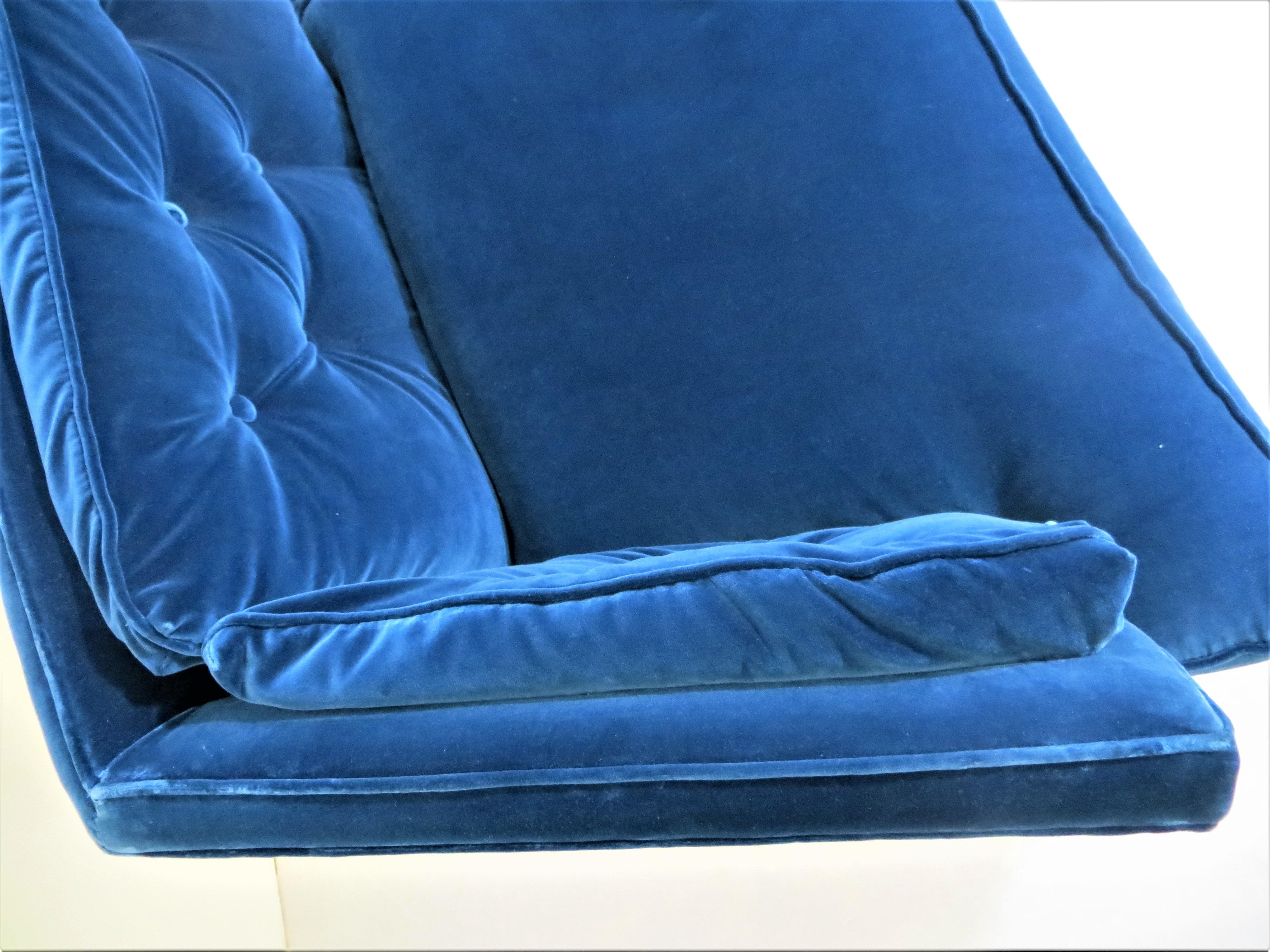 Edward Wormley Dunbar Curved & Tufted Down Pillow Sofa in Italian Velvet, 1950s 12