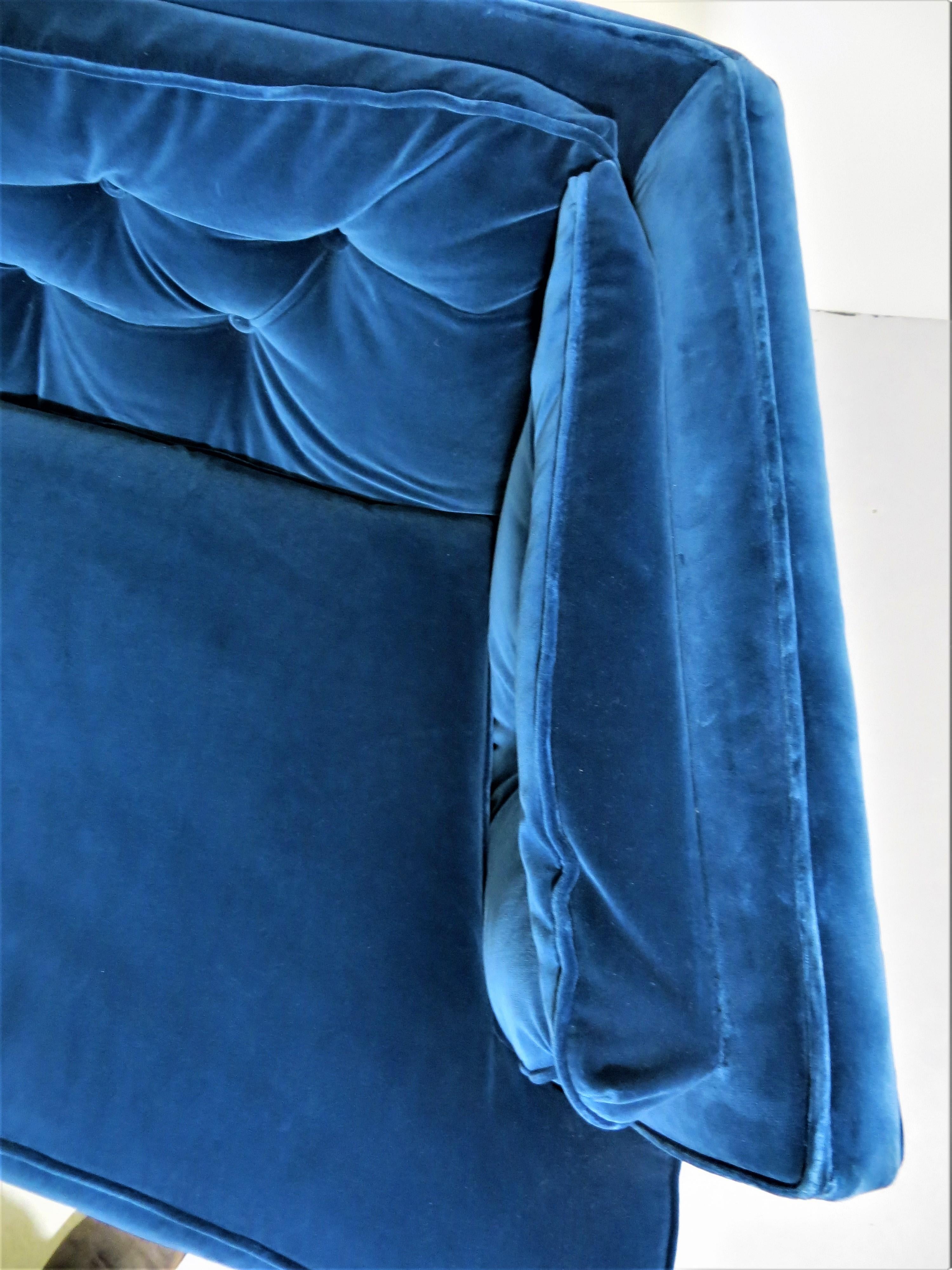 Edward Wormley Dunbar Curved & Tufted Down Pillow Sofa in Italian Velvet, 1950s 13