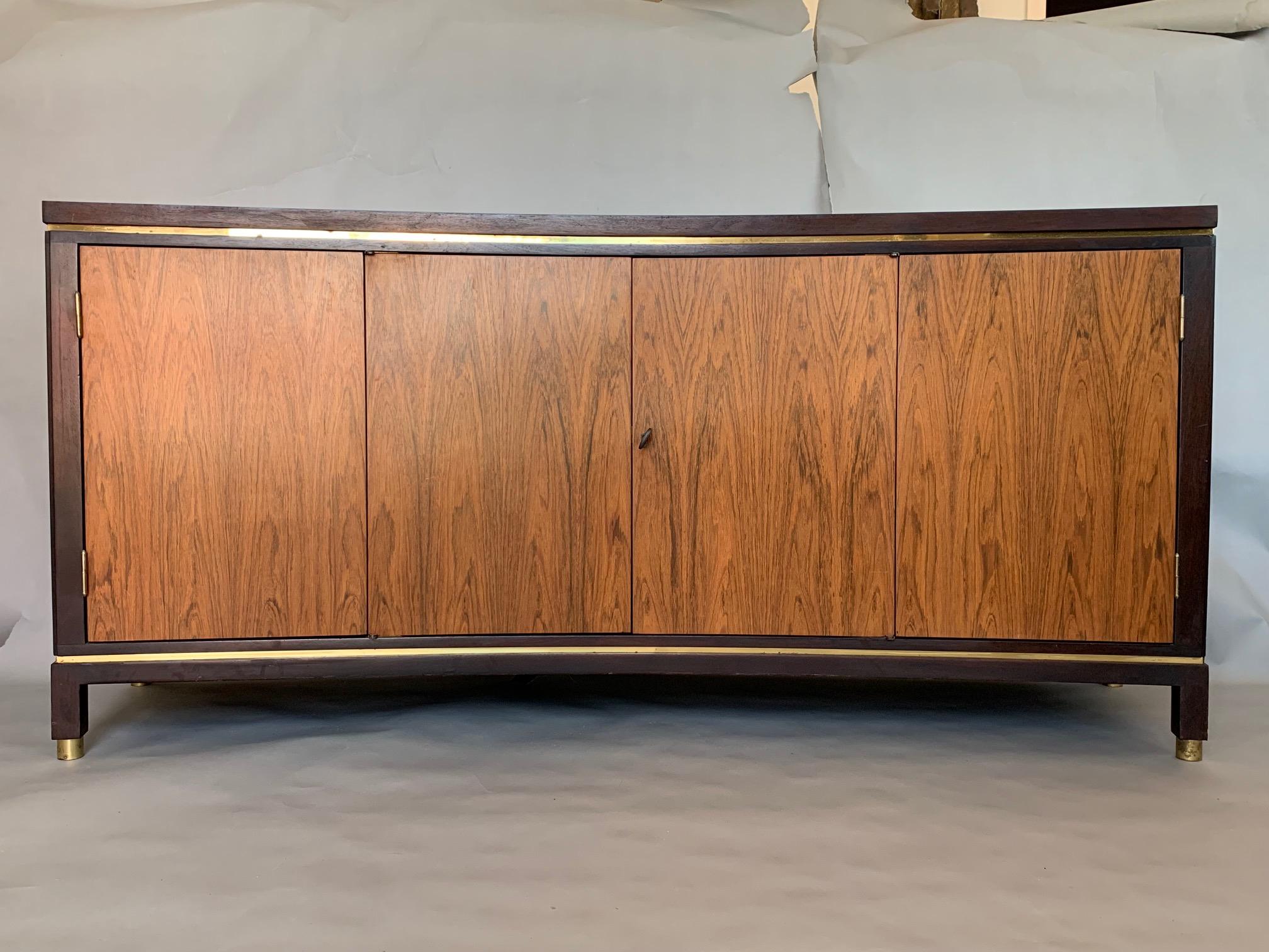 Edward Wormley Dunbar Custom Credenza Rosewood Curved Front In Distressed Condition For Sale In St.Petersburg, FL