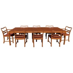 Edward Wormley Dunbar Dining Table with Eight Chairs and Two Extensions Leaves