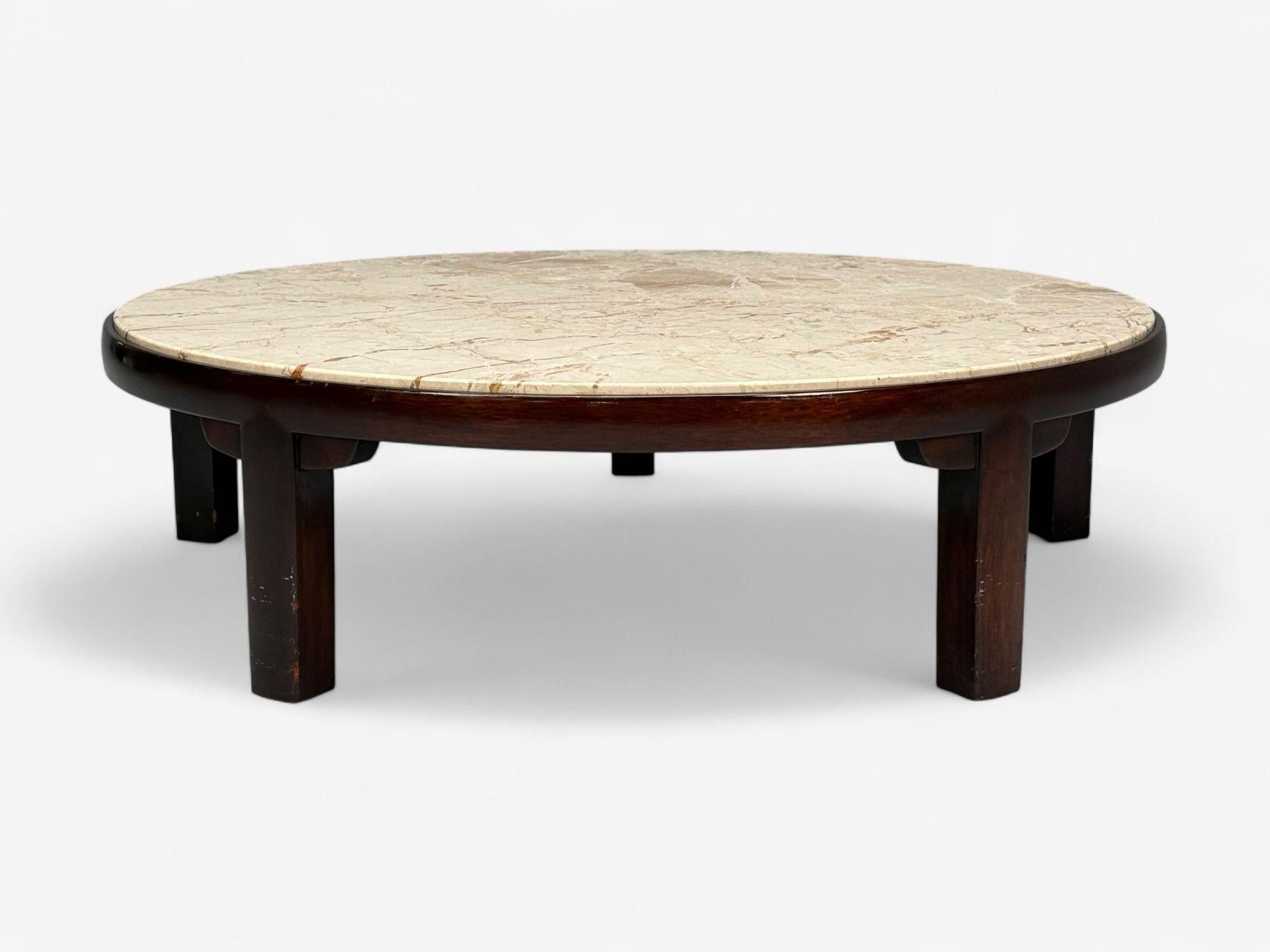 Mid-Century Modern Edward Wormley, Dunbar, acajou, marbre, grande table basse, États-Unis, années 1940 en vente