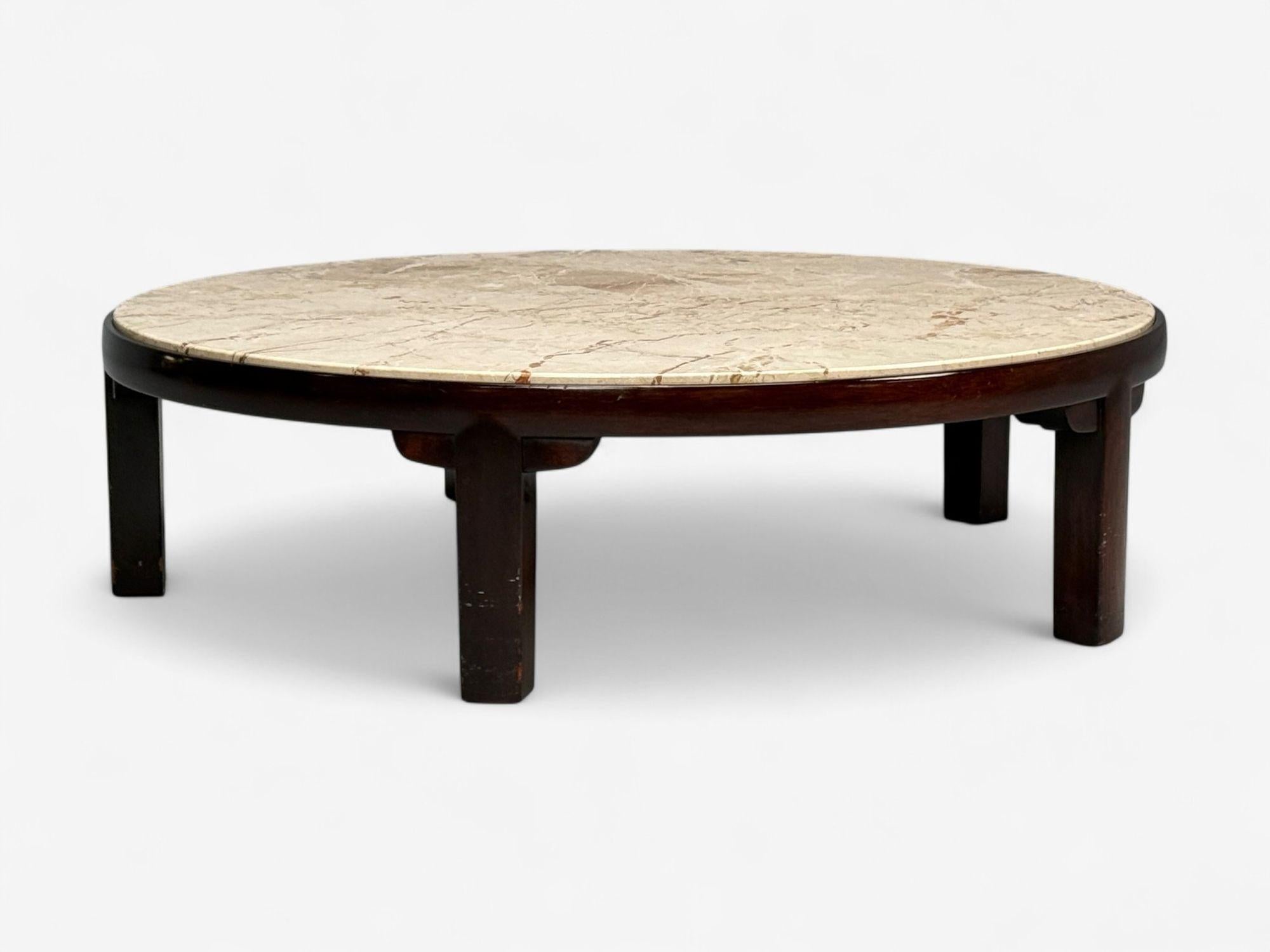 Américain Edward Wormley, Dunbar, acajou, marbre, grande table basse, États-Unis, années 1940 en vente