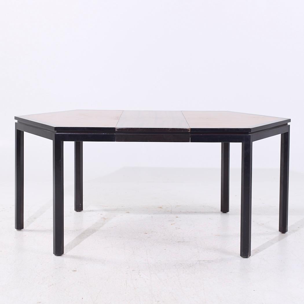 Edward Wormley Dunbar MCM Mesa de comedor hexagonal de palisandro y caoba - 2 hojas en venta 2