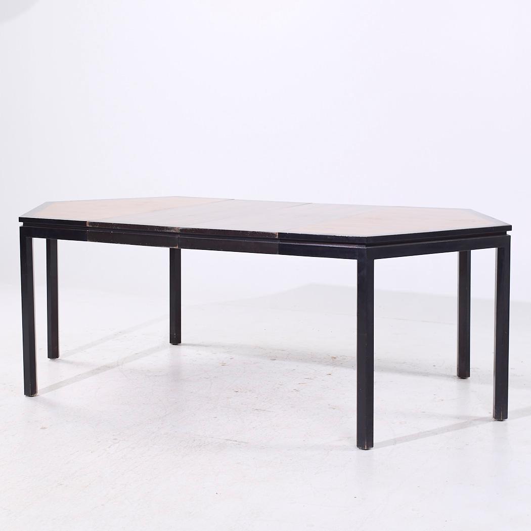 Edward Wormley Dunbar MCM Mesa de comedor hexagonal de palisandro y caoba - 2 hojas Moderno de mediados de siglo en venta