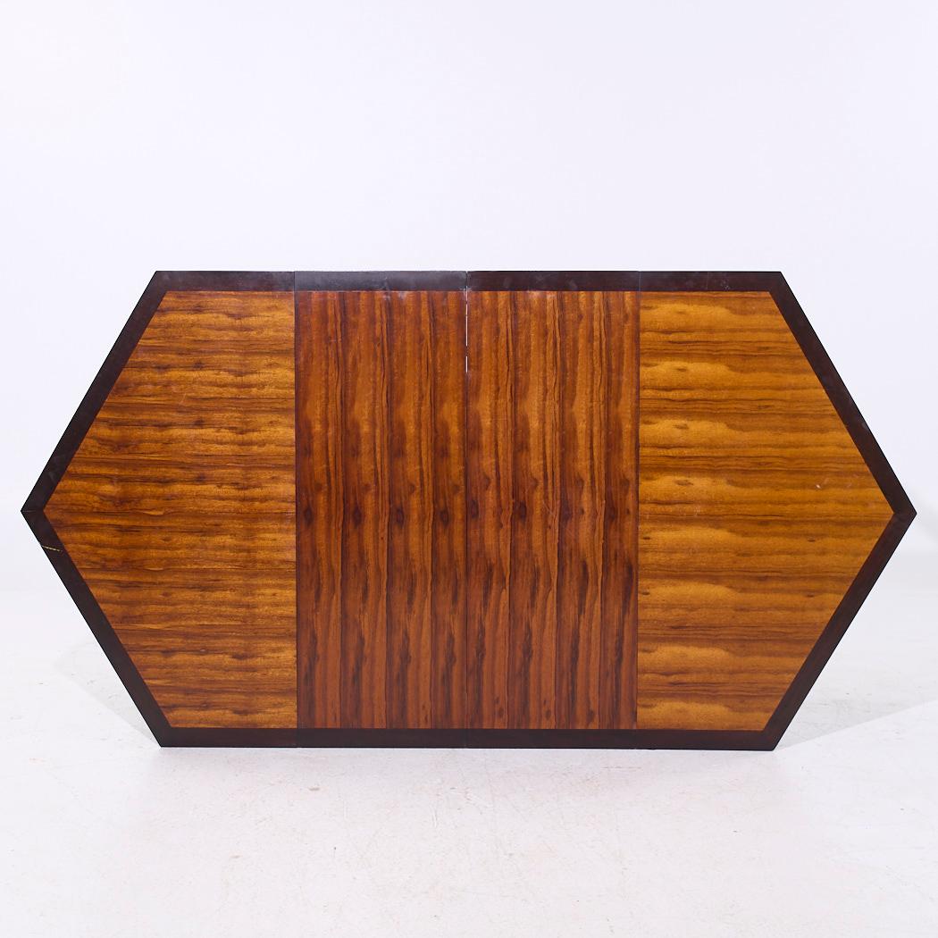 Edward Wormley Dunbar MCM Mesa de comedor hexagonal de palisandro y caoba - 2 hojas Estadounidense en venta