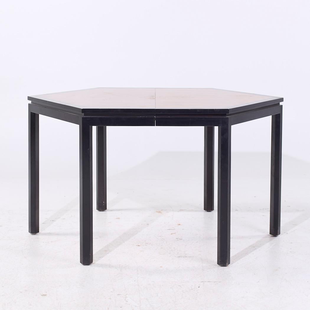 Edward Wormley Dunbar MCM Mesa de comedor hexagonal de palisandro y caoba - 2 hojas en Bueno estado para la venta en Countryside, IL