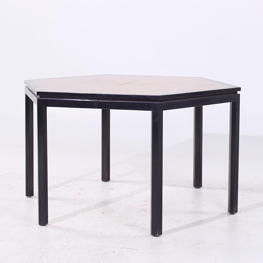 Edward Wormley Dunbar MCM Mesa de comedor hexagonal de palisandro y caoba - 2 hojas finales del siglo XX en venta