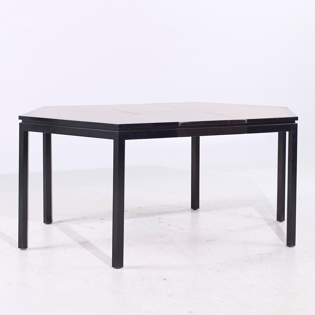 Edward Wormley Dunbar MCM Mesa de comedor hexagonal de palisandro y caoba - 2 hojas en venta 1