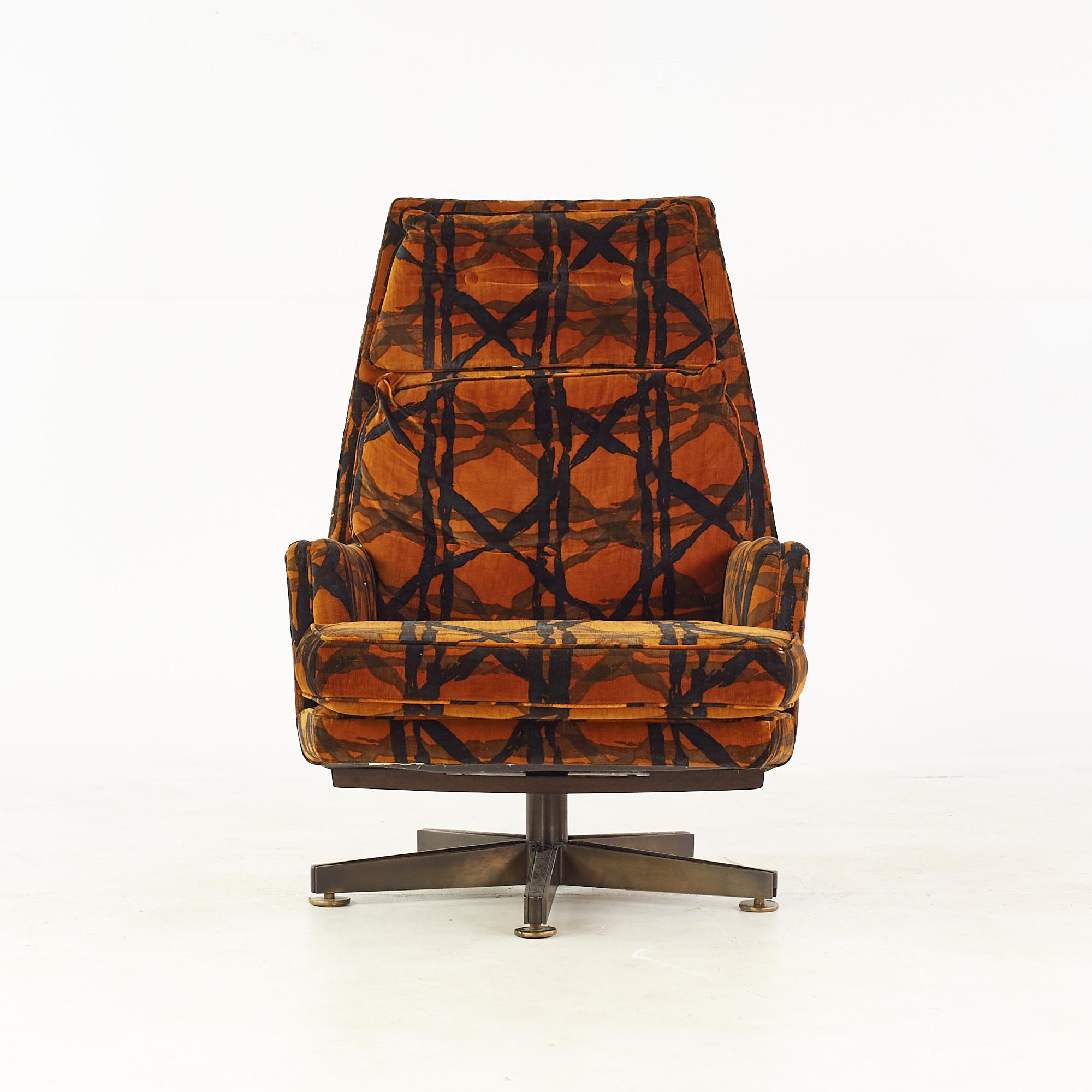 Metal Edward Wormley Dunbar MCM Lounge Chair and Ottoman with Jack Lenor Larsen Fabric For Sale