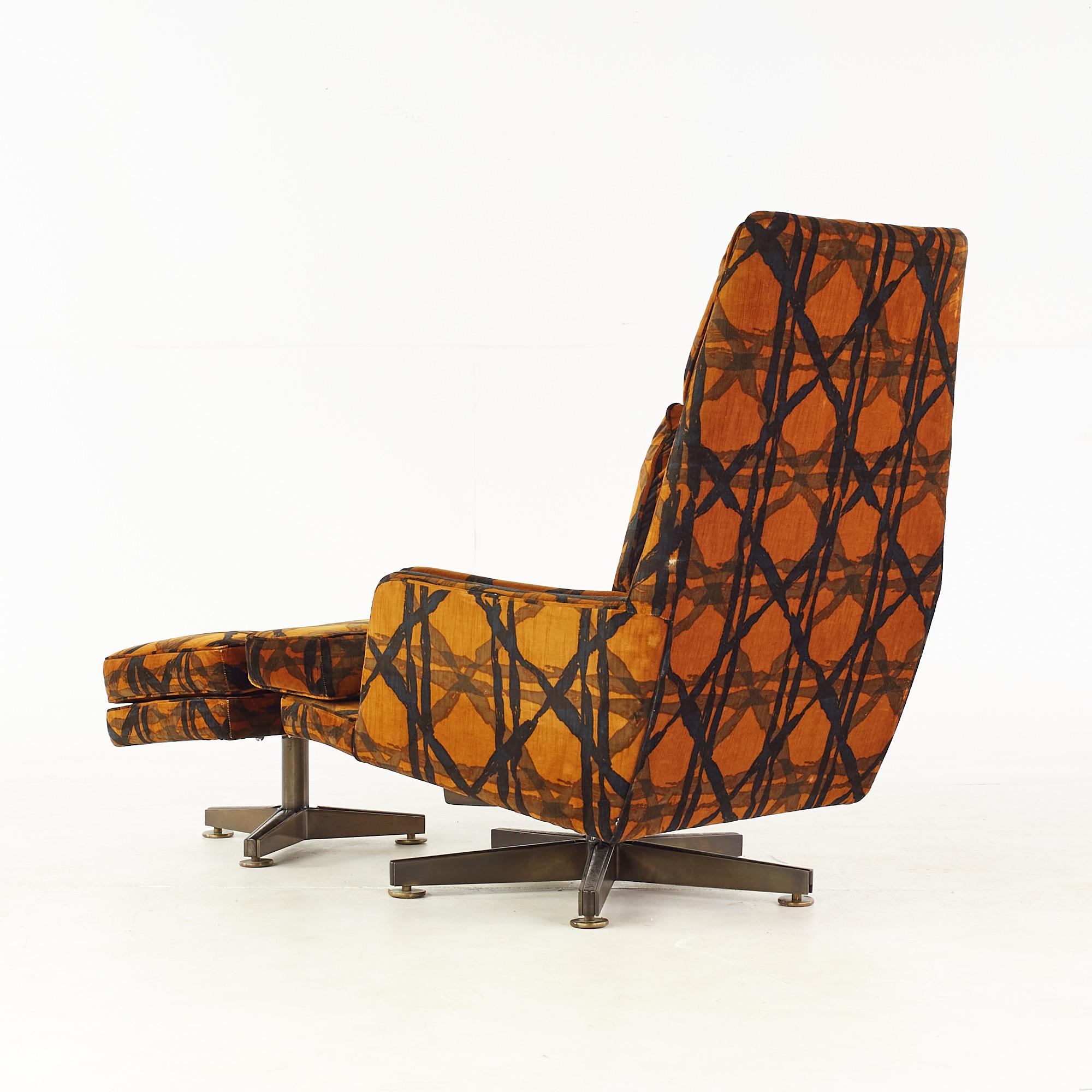 Fin du 20e siècle Edward Wormley Dunbar fauteuil de salon et repose-pieds MCM avec tissu Jack Lenor Larsen en vente