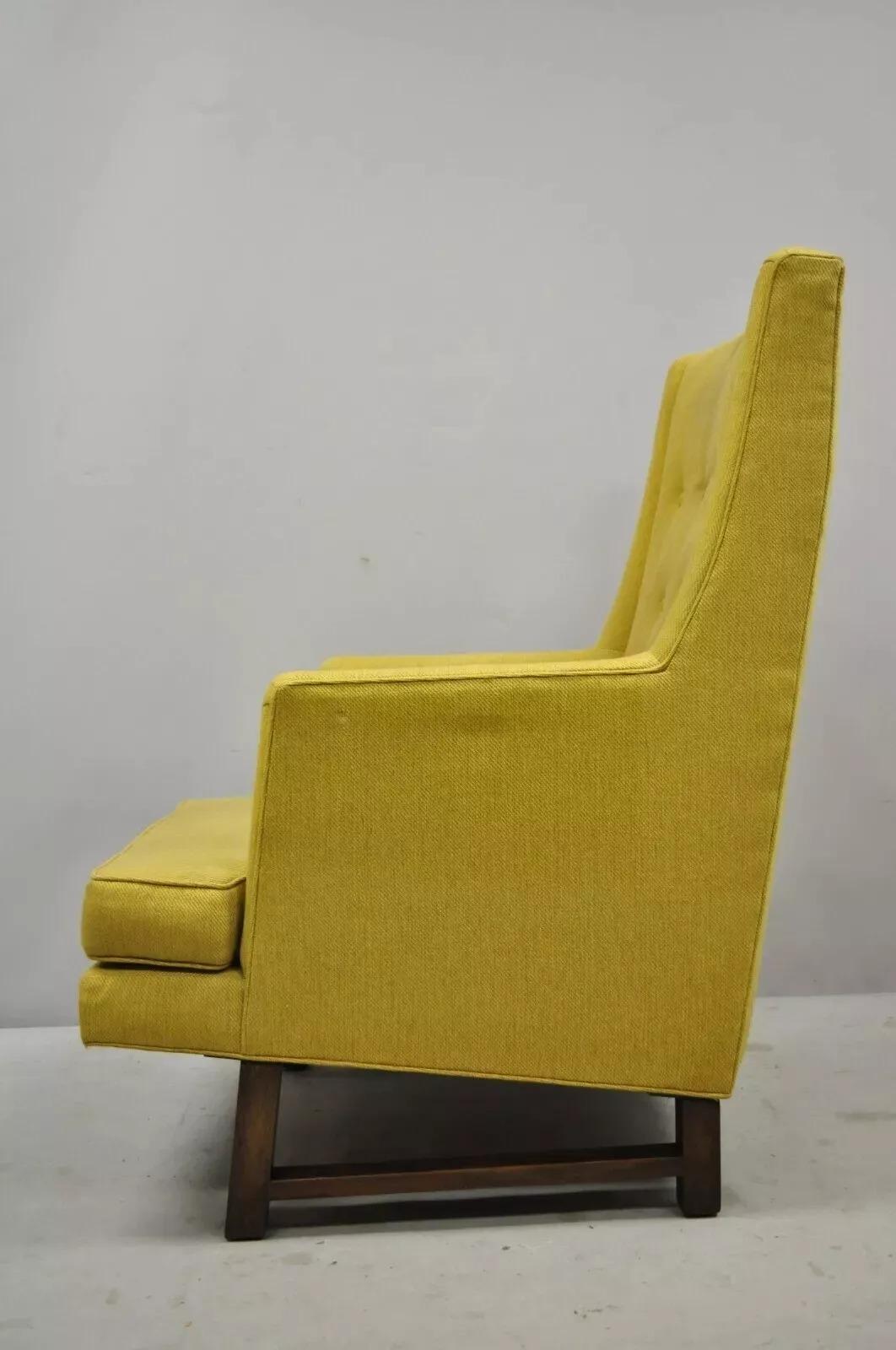 Edward Wormley Dunbar, chaise longue à haut dossier en noyer, moderne du milieu du siècle, et ottoman en vente 3
