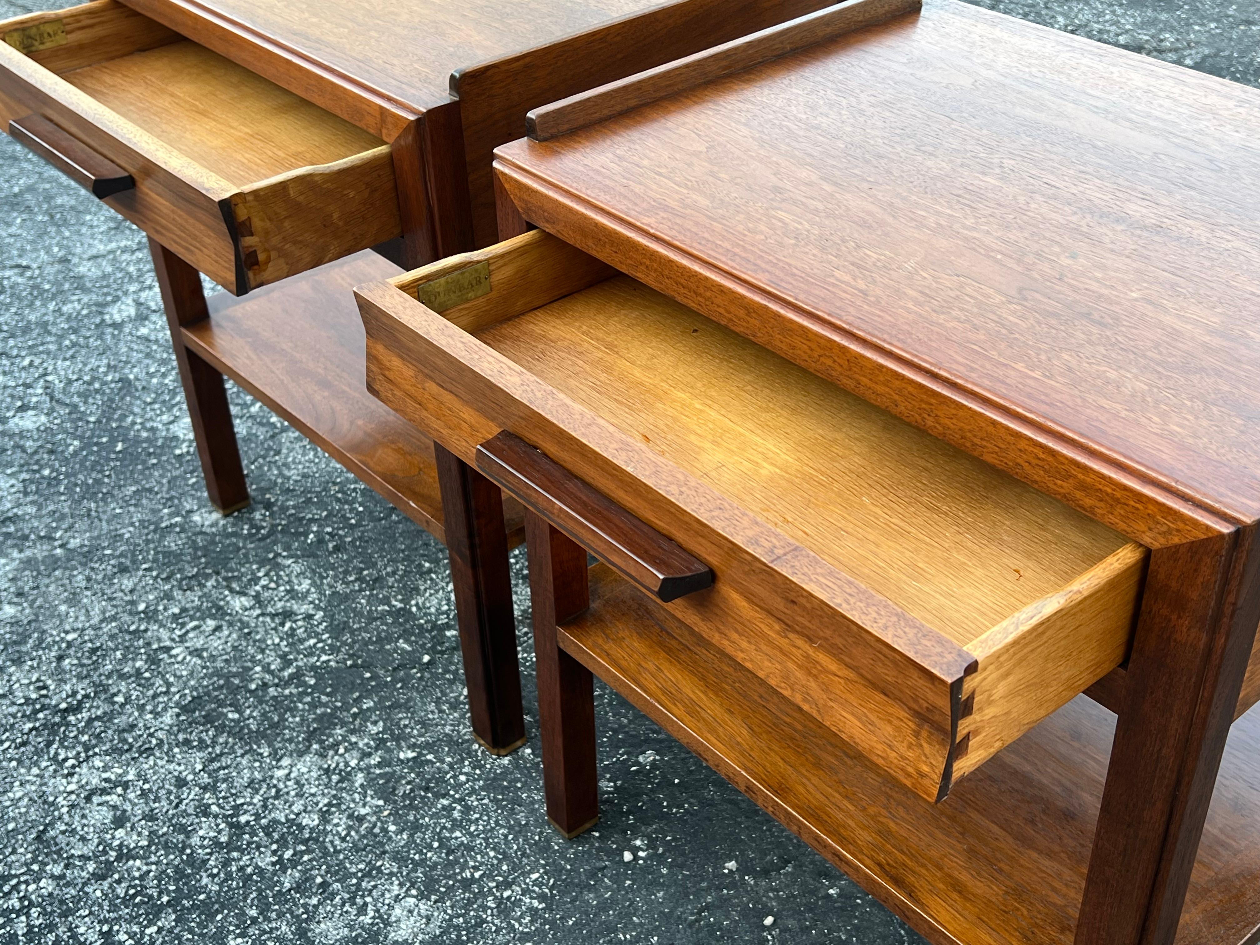 Edward Wormley Dunbar Night Stands Walnut  With Rosewood Handles Ca' 1950's 8