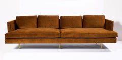 Edward Wormley, Dunbar Sofa, Brown Velvet with Brass Legs