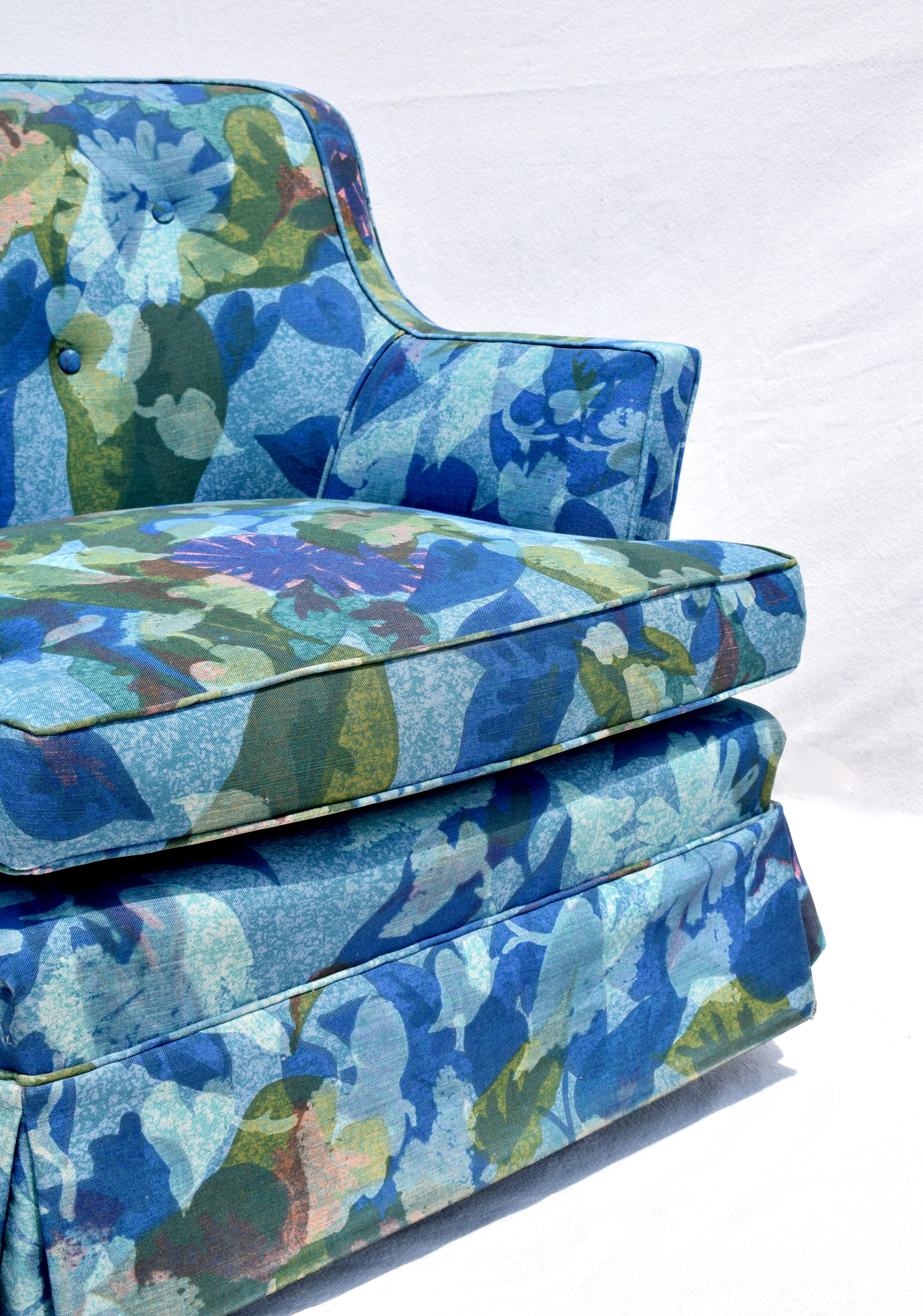 Edward Wormley Dunbar Swivel Chairs in Jack Lenor Larsen Floral Upholstery 6