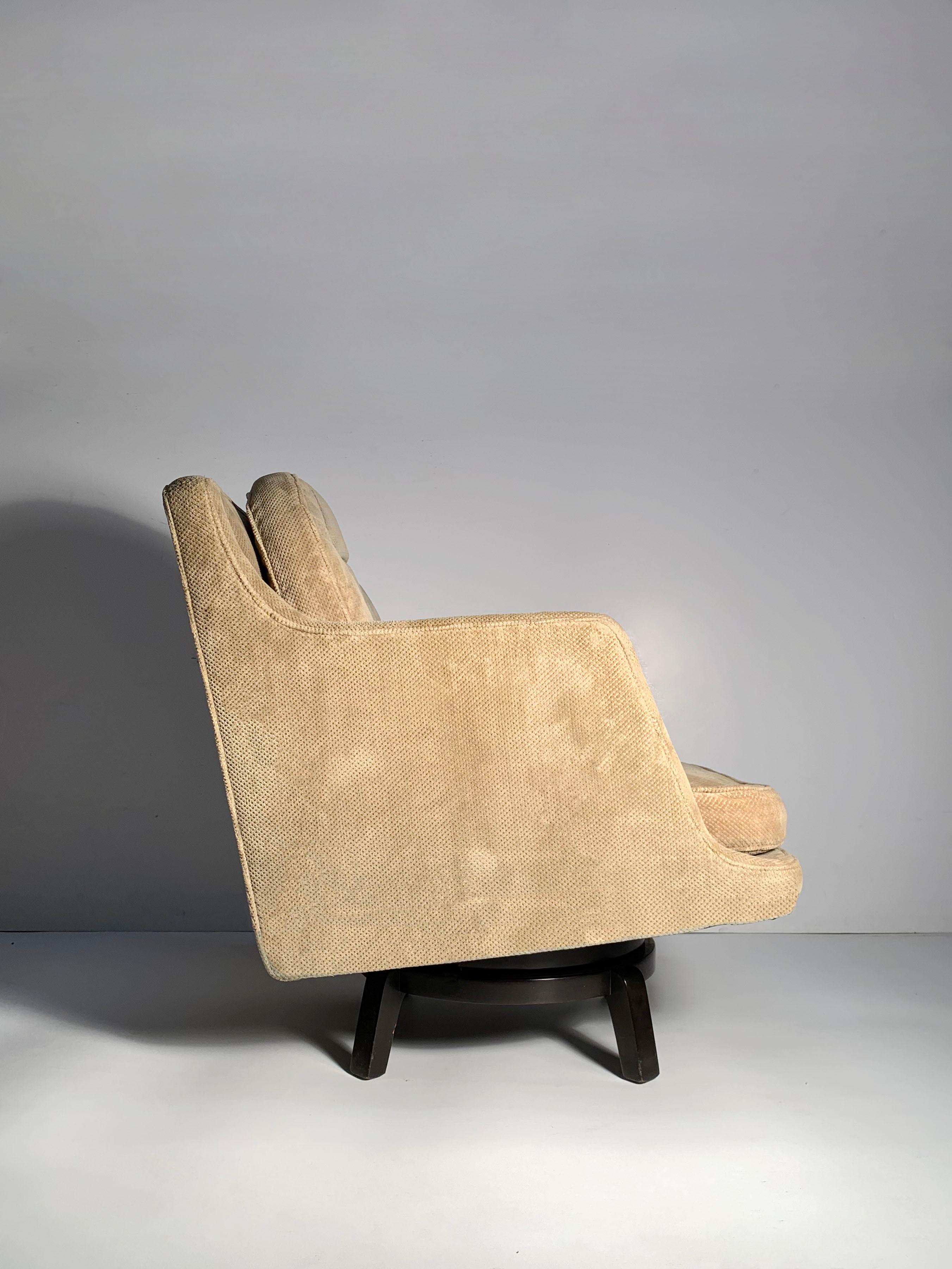 20th Century Edward Wormley Dunbar Swivel Lounge Chair For Sale