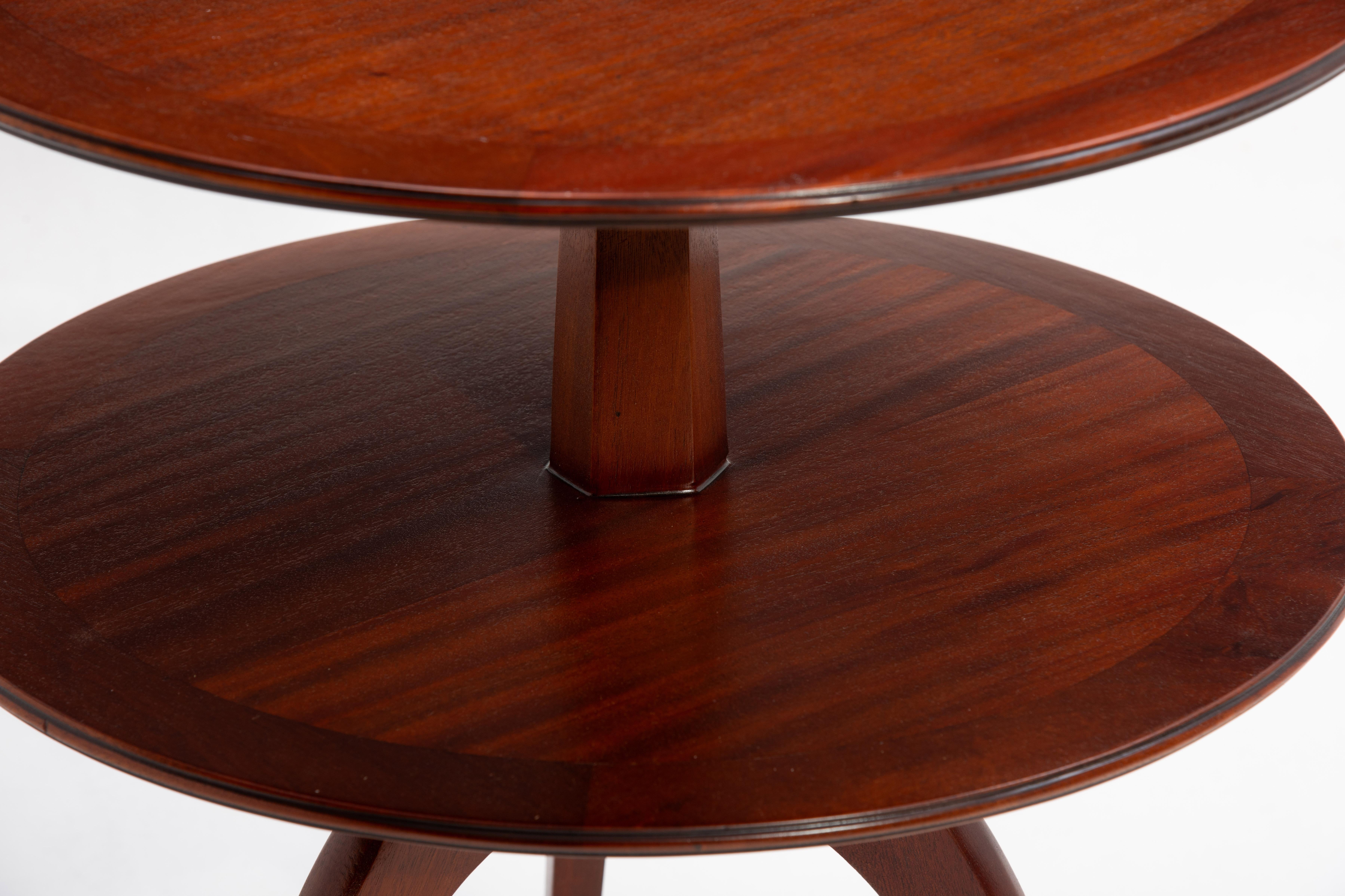 Edward Wormley Dunbar Two Tiered Round Mahogany SideTable 1940s Unmarked 6
