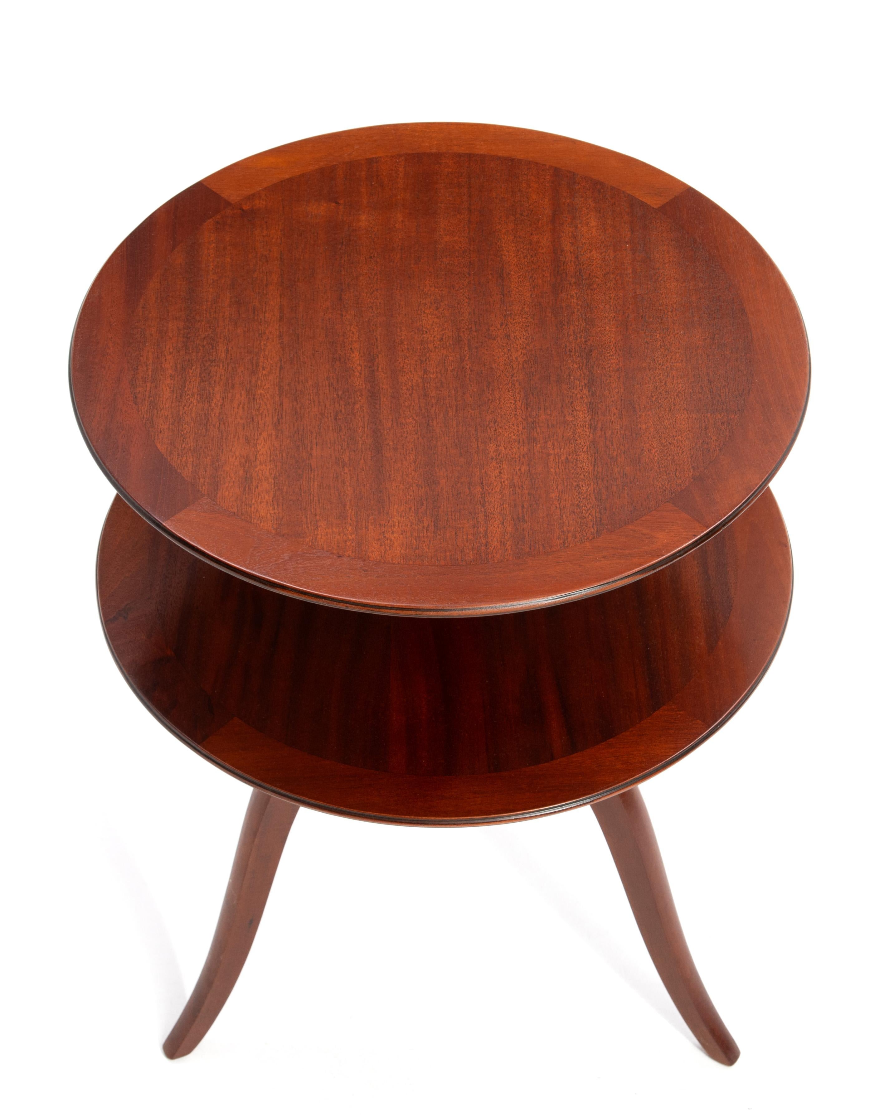 Edward Wormley Dunbar Two Tiered Round Mahogany SideTable 1940s Unmarked 1