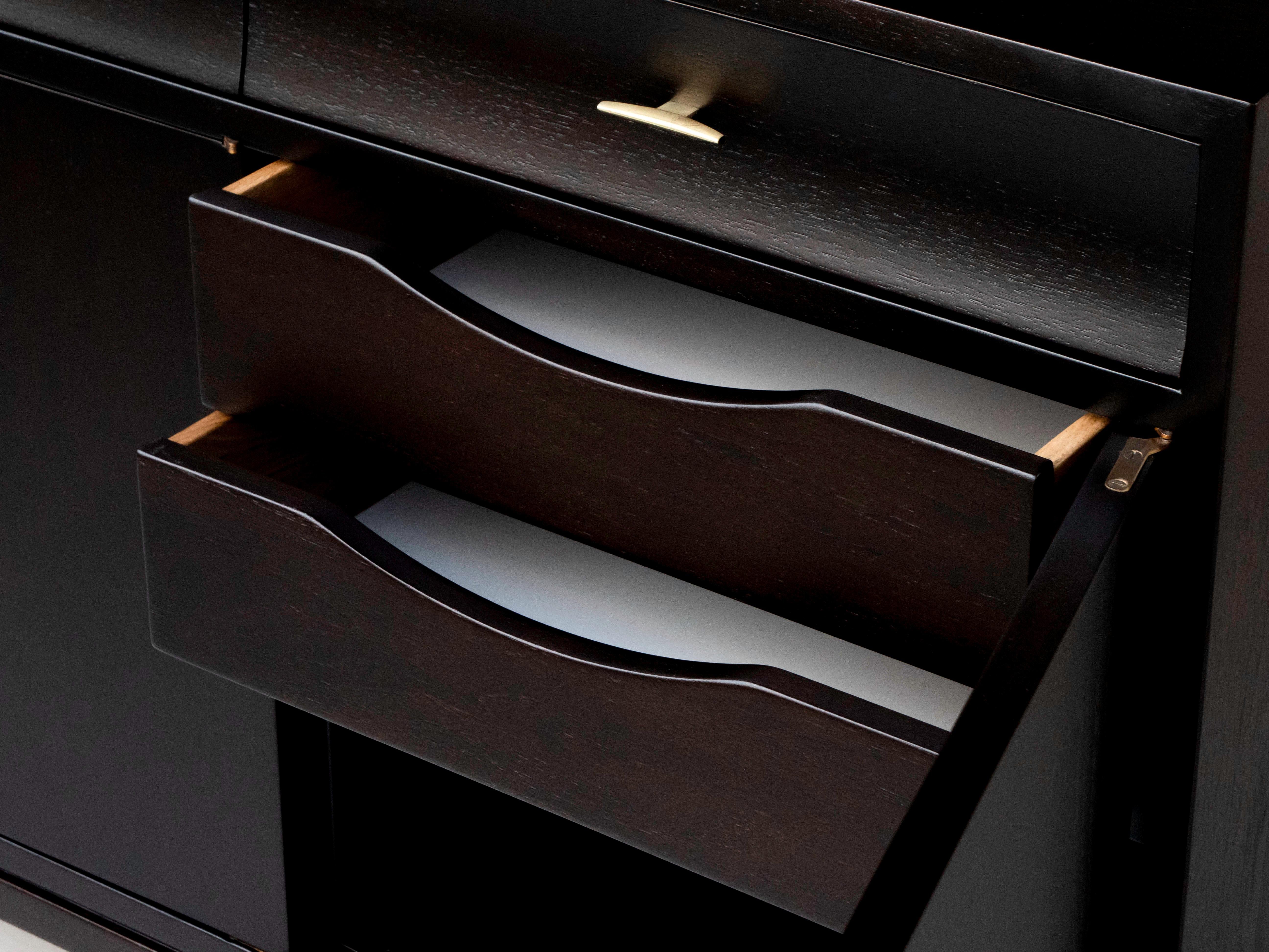 Edward Wormley Ebonized Sideboard for Dunbar, Brass Pulls & Accents 3