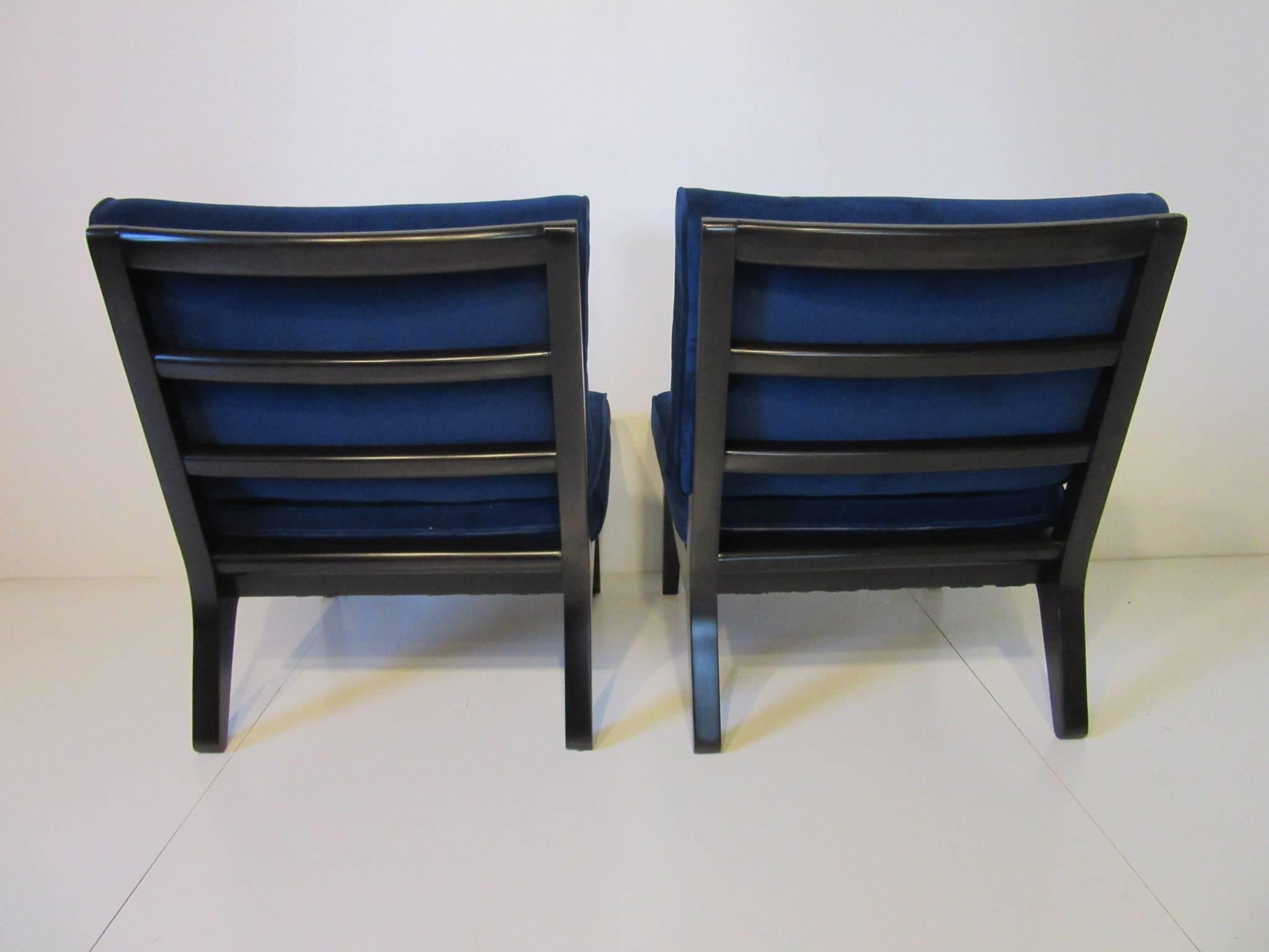 Mid-Century Modern Edward Wormley Ebony Lounge / Slipper Chairs for Drexel
