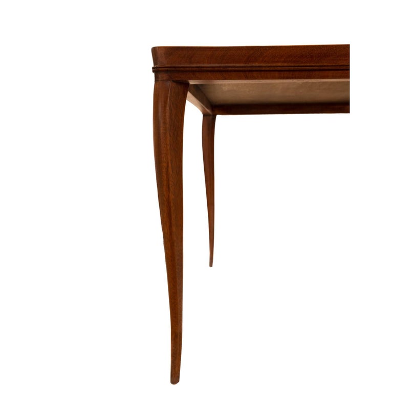 Edward Wormley Elegant Game Table with Red Leather Top 1940s 'Signed